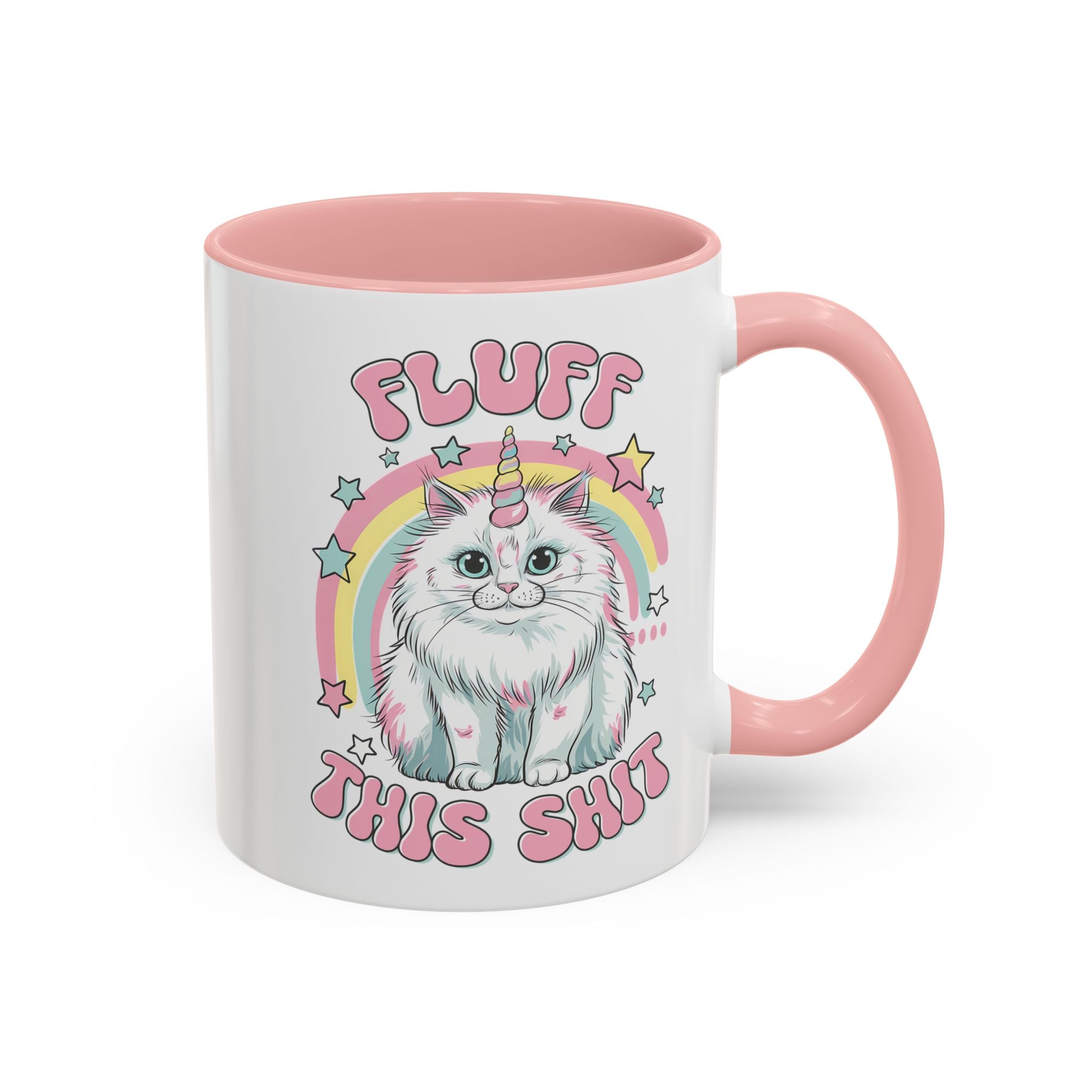 Whimsical Cat Coffee Mug - "Fluff This Shit" funny adult humor sarcasm