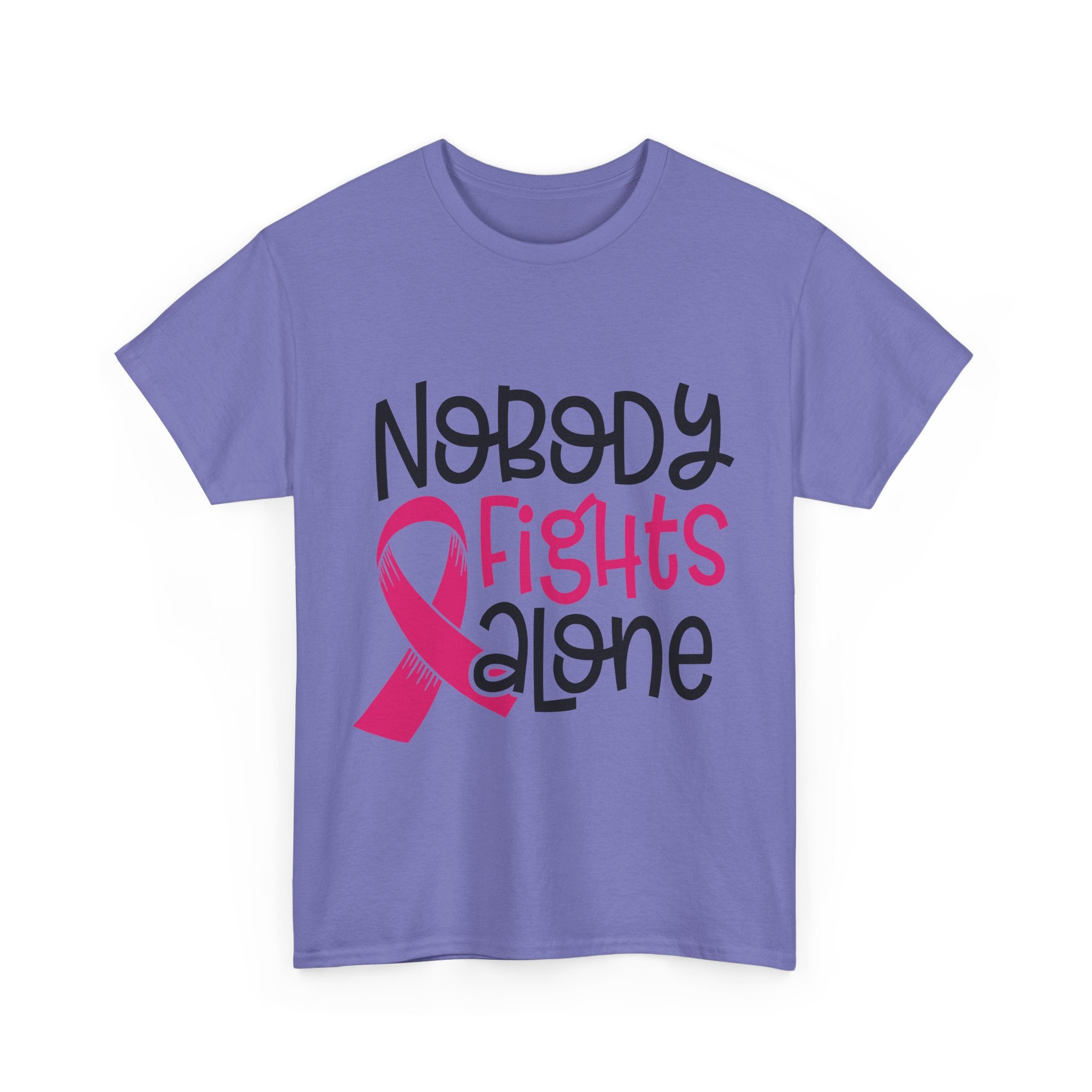 Empowering Awareness Tee - Nobody Fights Alone, Unisex Cotton T-Shirt, Supportive Gift, Breast Cancer Awareness, Inspirational Shirt