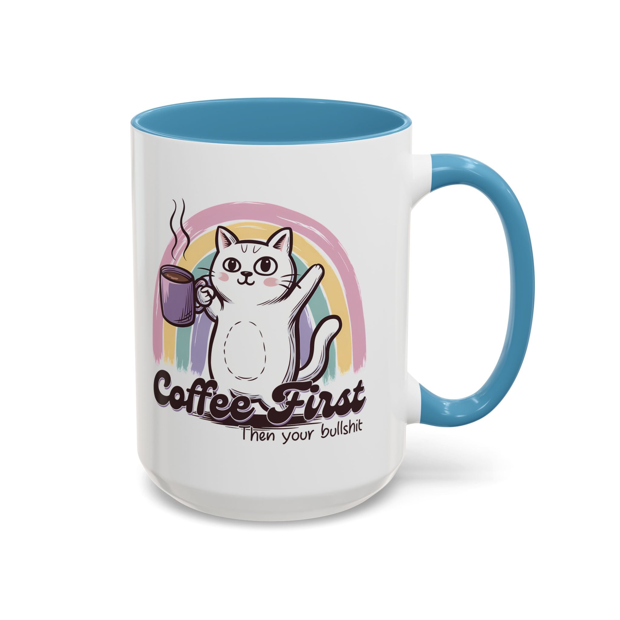 Coffee First Cat Mug - Humorous 11 & 15oz Accent Coffee Cup for Cat Lovers sarcasm