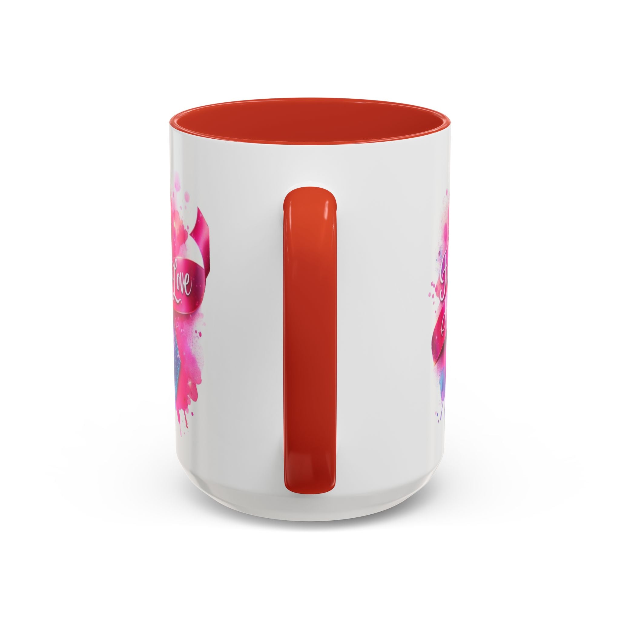 Inspirational Ribbon Coffee Mug - Faith, Hope, Love, Support, Gift for Cancer Awareness, Breast Cancer, Encouragement, Motivational