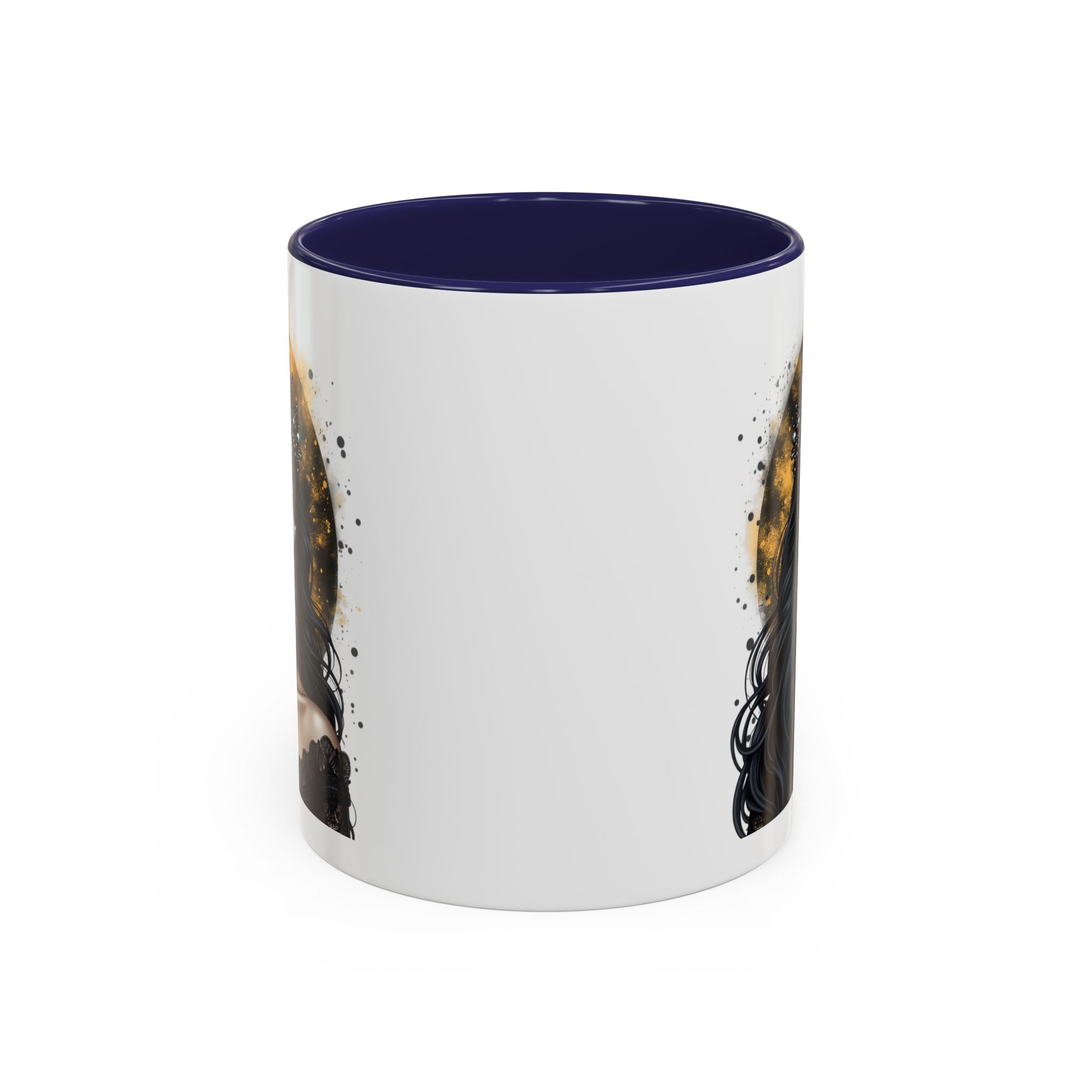 Gothic Art Accent Mug - Artistic Skull & Lady Design, Unique Coffee Cup for Halloween, Gift for Her, Decorative Kitchenware, Dark Aesthetic