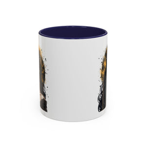 Gothic Art Accent Mug - Artistic Skull & Lady Design, Unique Coffee Cup for Halloween, Gift for Her, Decorative Kitchenware, Dark Aesthetic