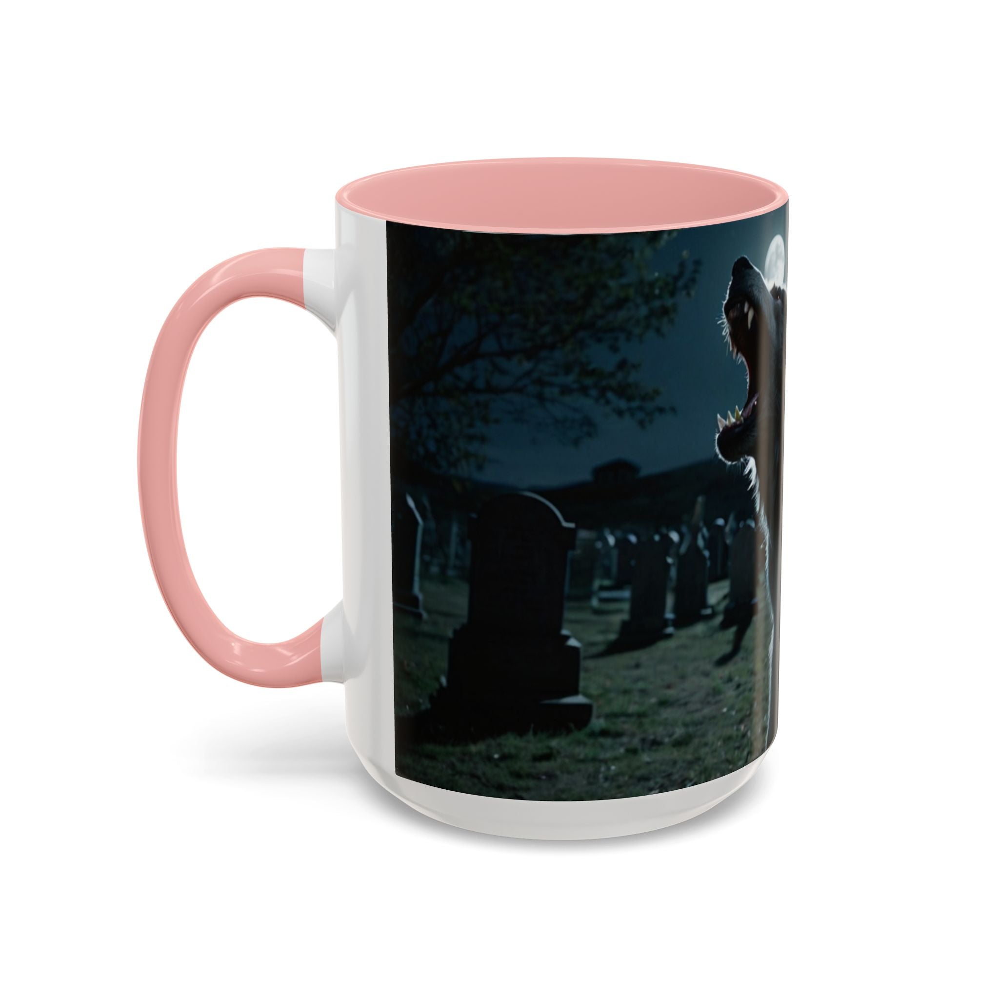 halloween werewolf in graveyard Howling Wolf Accent Coffee Mug - 11 & 15oz