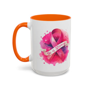 Empowering Pink Ribbon Coffee Mug | She is Strong | Gift for Cancer Awareness, Inspirational Drinkware, Office Mug, Motivational [...]