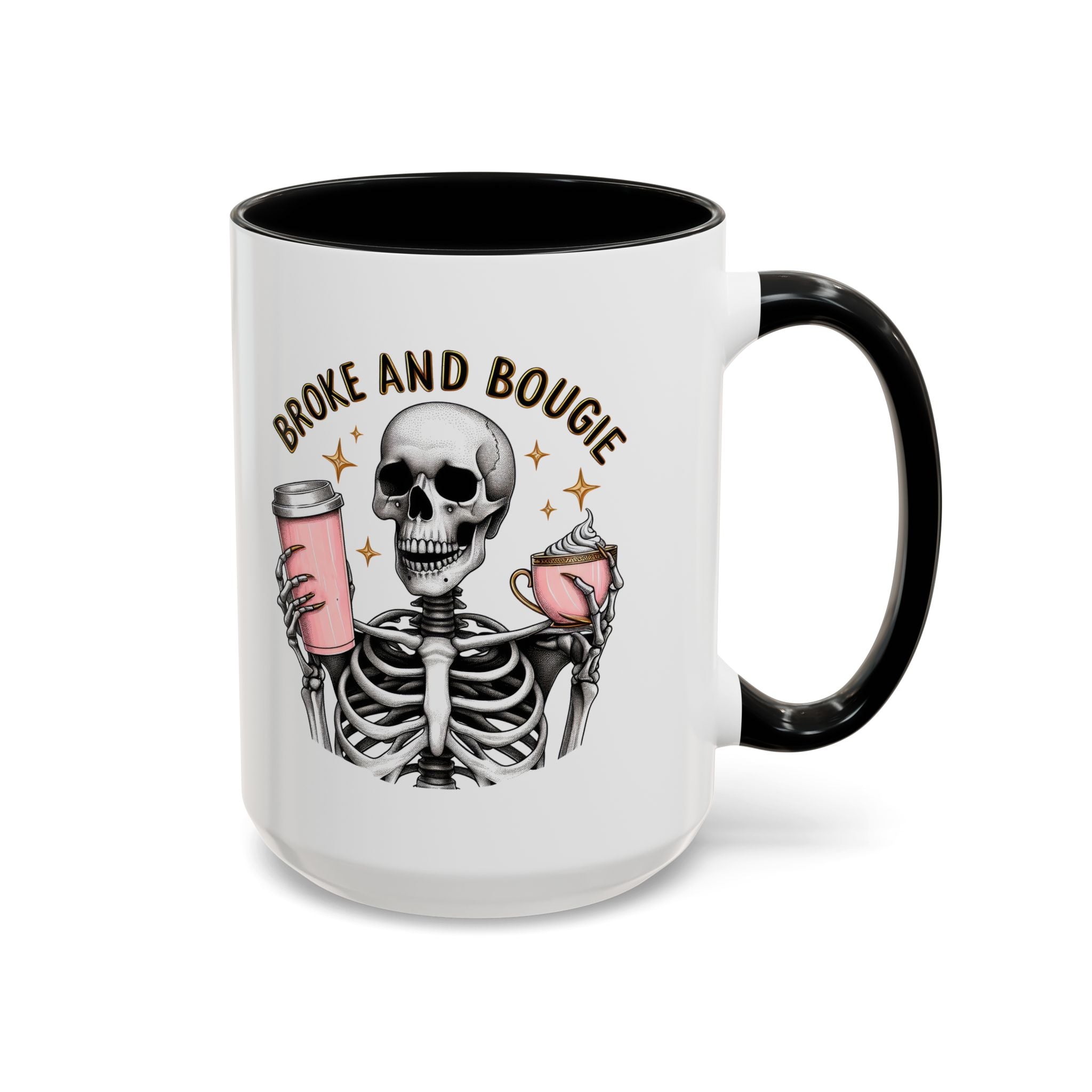 Broke and Bougie Coffee Mug, Skeleton Mug, Halloween Mug, Unique Gift for Coffee Lovers, Spooky Decor