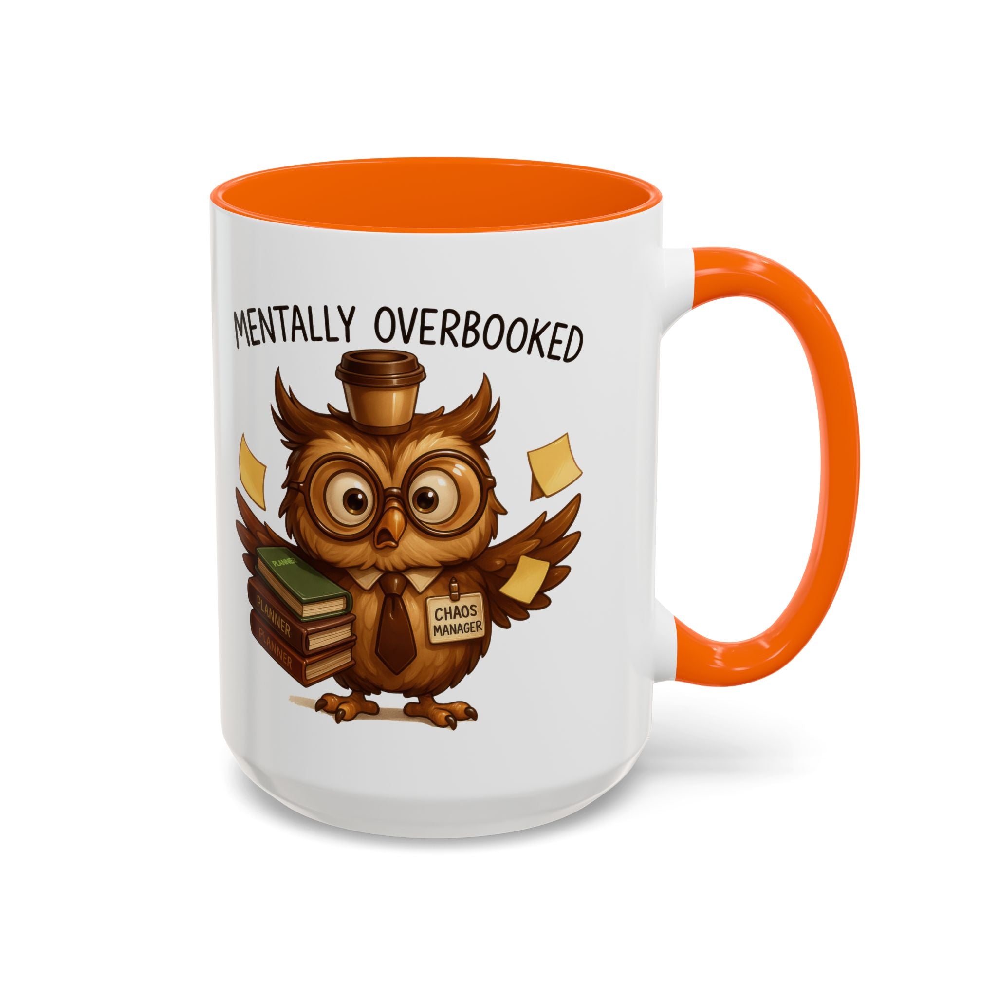 Cute Owl Coffee Mug | Mentally Overbooked Mug | Gifts for Book Lovers, Teacher Gifts, Office Decor, Funny Coffee Cup