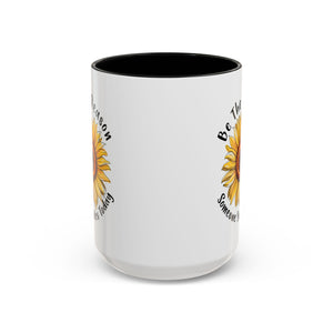 Sunflower Smile Accent Coffee Mug - Cheerful Gift for Friends, Inspirational Mug, 11oz/15oz, Daily Motivation, Brighten Someone's Day
