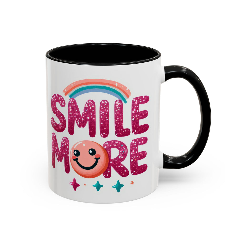 Smile More Coffee Mug – Cute Rainbow Smiley Accent Mug (11/15oz)