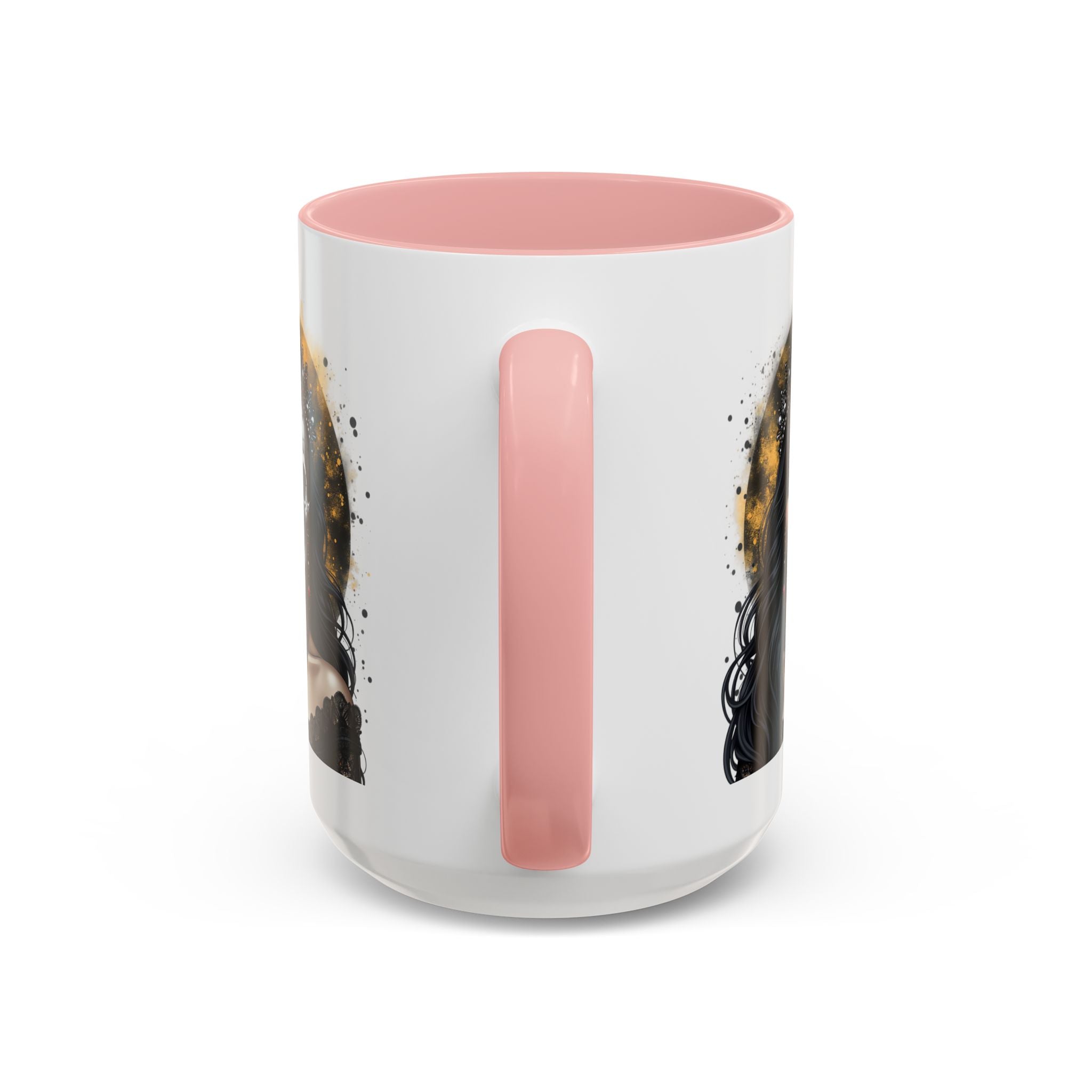 Gothic Art Accent Mug - Artistic Skull & Lady Design, Unique Coffee Cup for Halloween, Gift for Her, Decorative Kitchenware, Dark Aesthetic