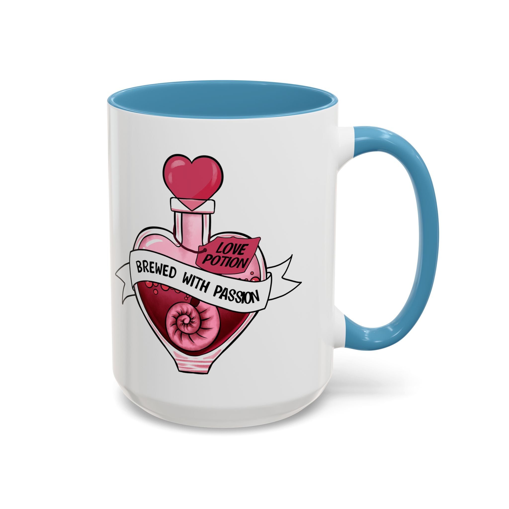 Coffee Mug - 'Brewed With Passion' Love Potion Accent Mug (11/15oz) anti valentine