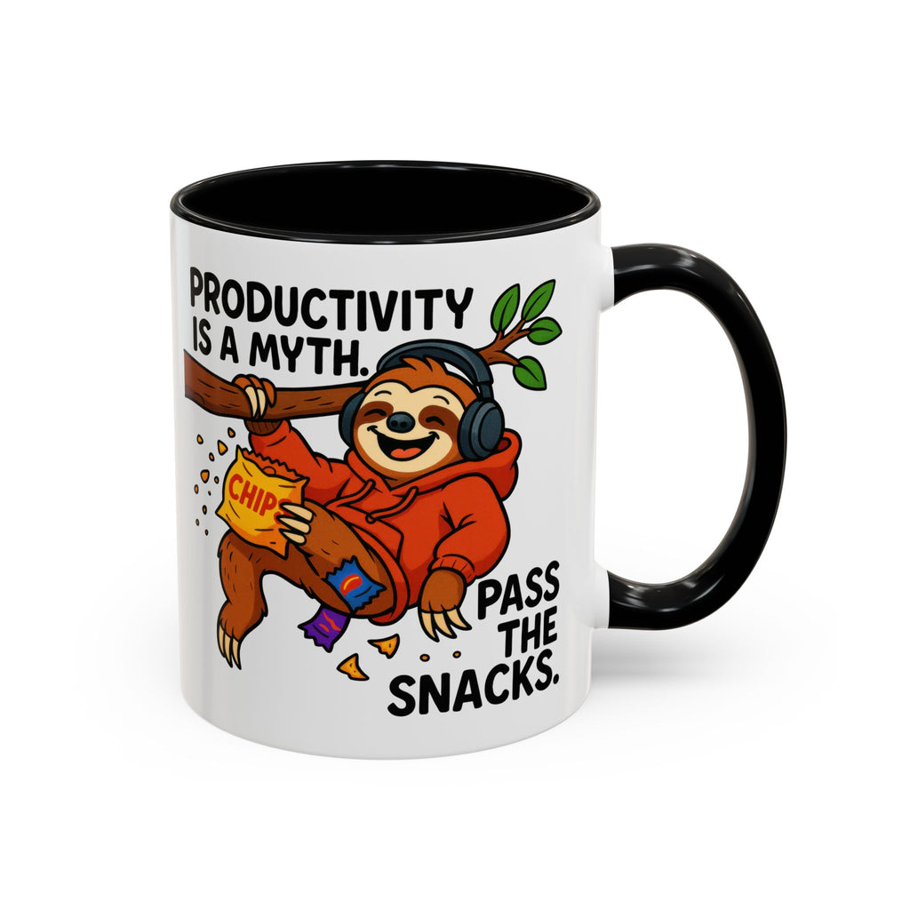 Funny Sloth Coffee Mug, Humor Mug Gift, Productivity Myth Mug, Cute Sloth Cup, Quirky Office Mug