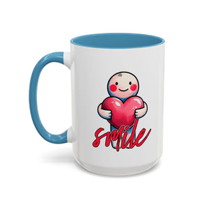 Smiling Heart Accent Coffee Mug - 11oz & 15oz | Cute Gift for Friends & Family