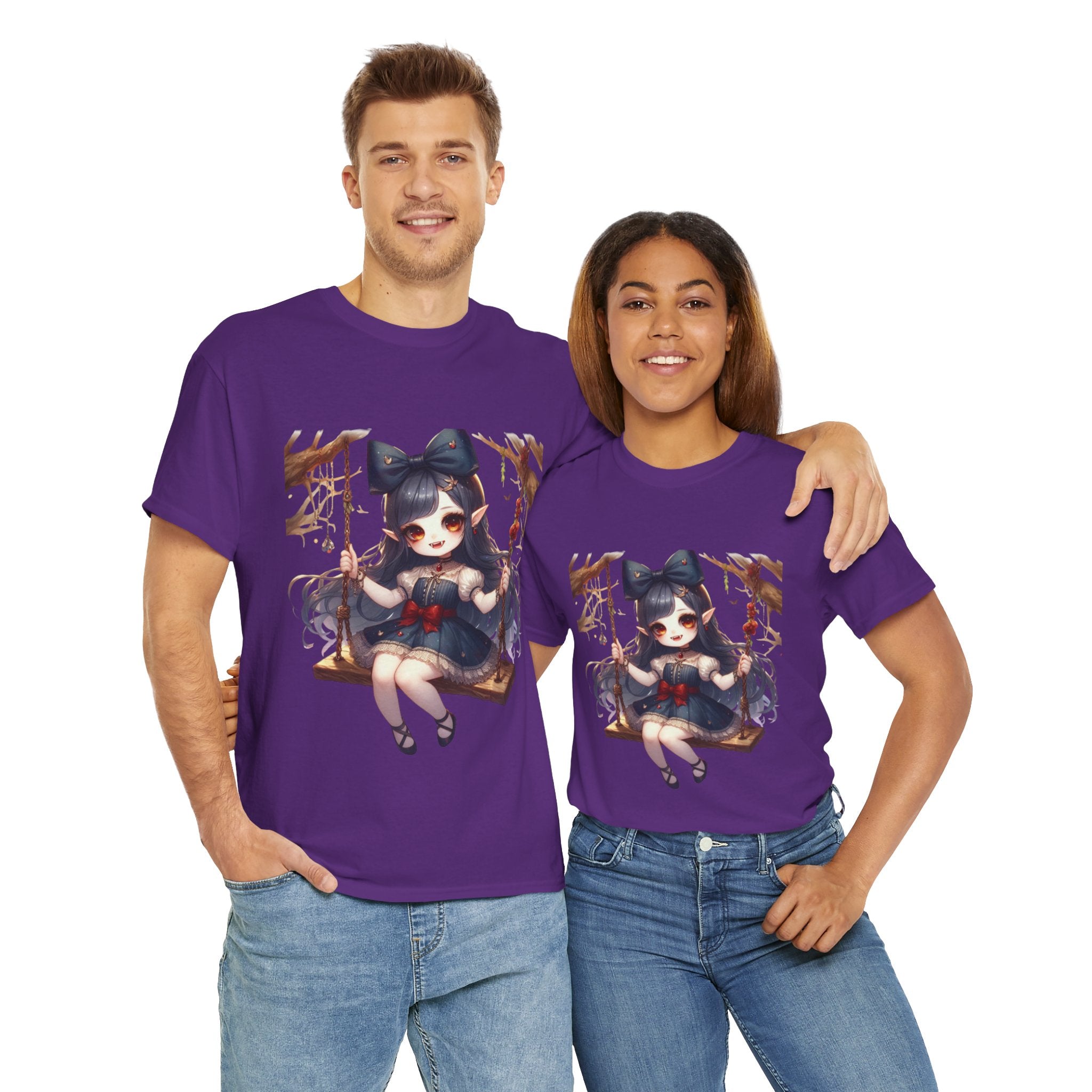 vampire girl on a swing horror Unisex Heavy Cotton Tee men women halloween #23