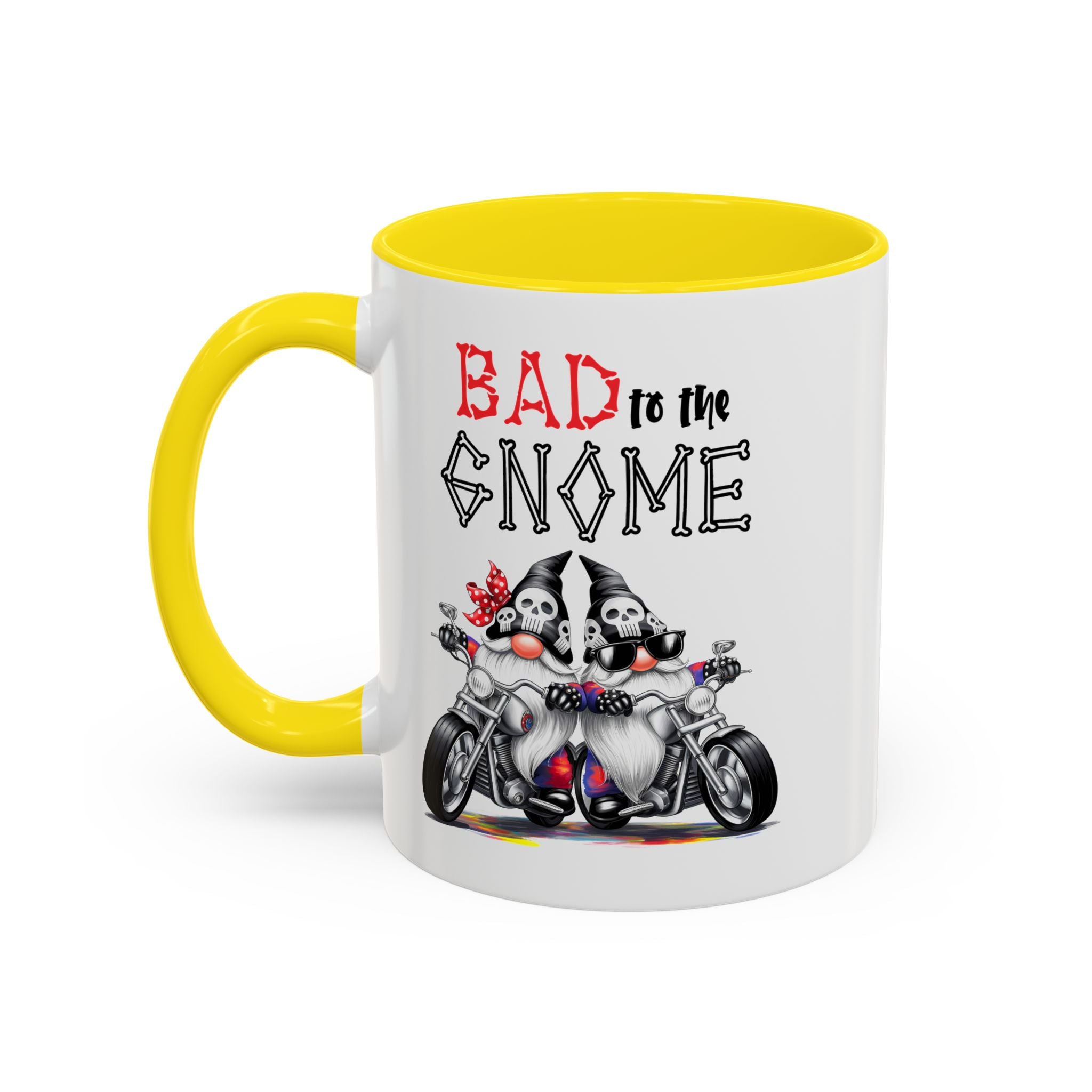 Bad to the Gnome Coffee Mug - 11oz & 15oz Accent Mugs for Bikers & Gnome Lovers