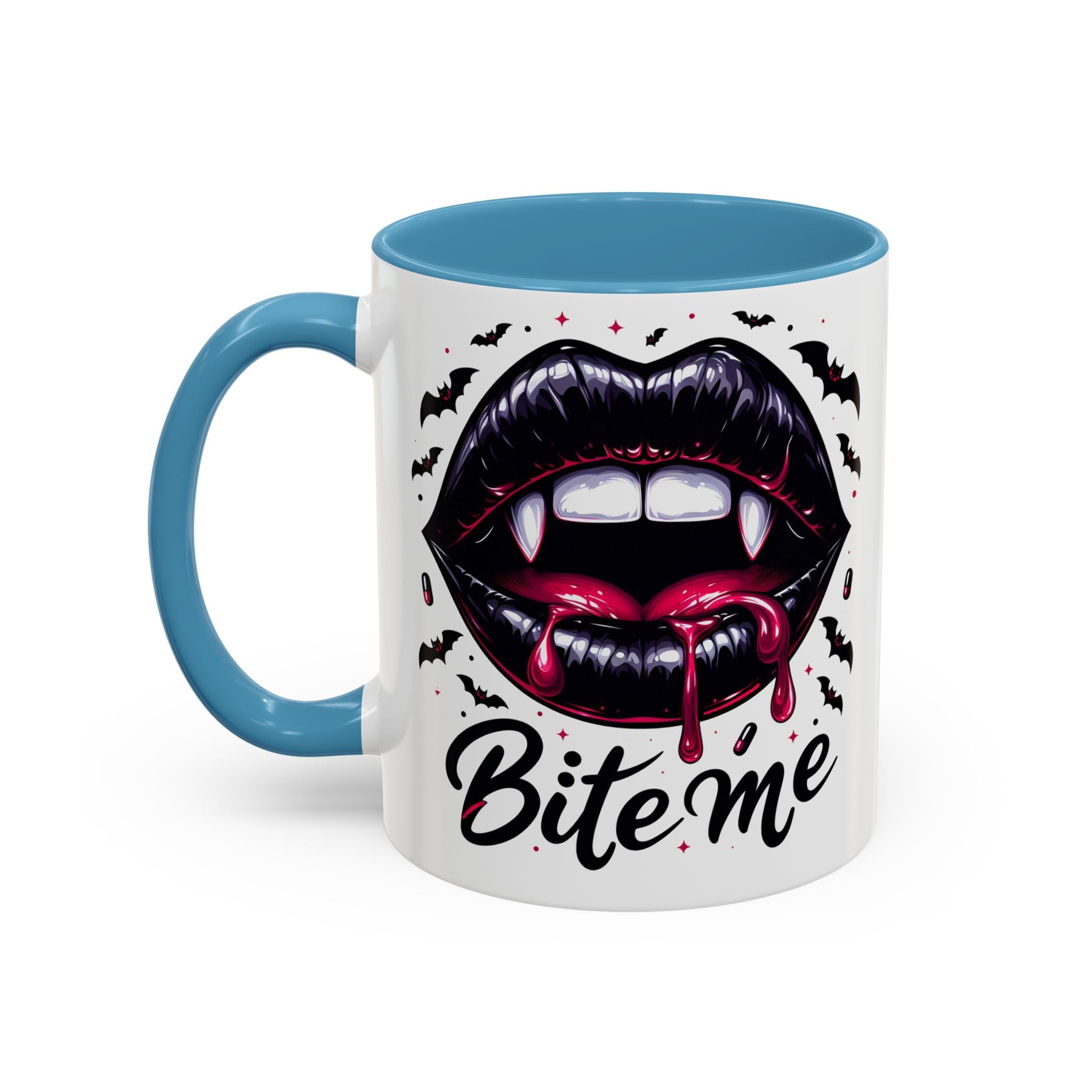 Vampire Themed Coffee Mug - "Bite Me"  halloween bats horror art cup