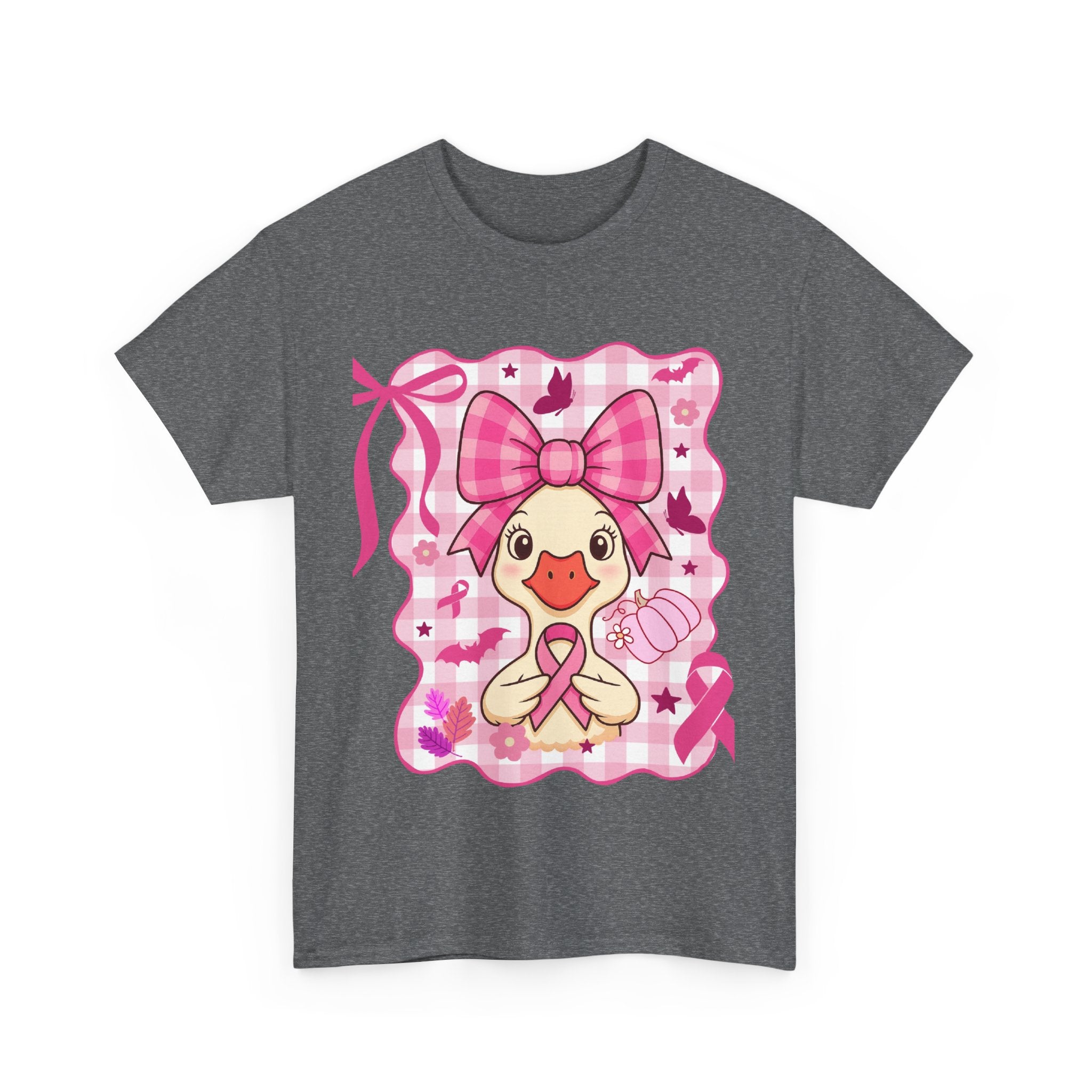 Cute Pink Ribbon Duck Tee, Breast Cancer Awareness Shirt, Funny Unisex Cotton T-Shirt, Gift for Her, Cute Animal Apparel