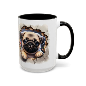 Pug In A Wall Coffee Mug - Cozy Ceramic Cup for Dog Lovers - Cute Pet Gift for Birthdays, Anniversaries, and Holidays