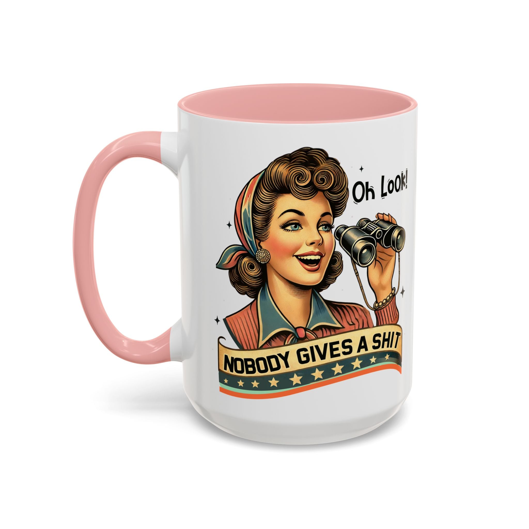 Nobody Gives a Shit Retro Coffee Mug — Funny Vintage Pin-Up Accent Mug (11/15oz)