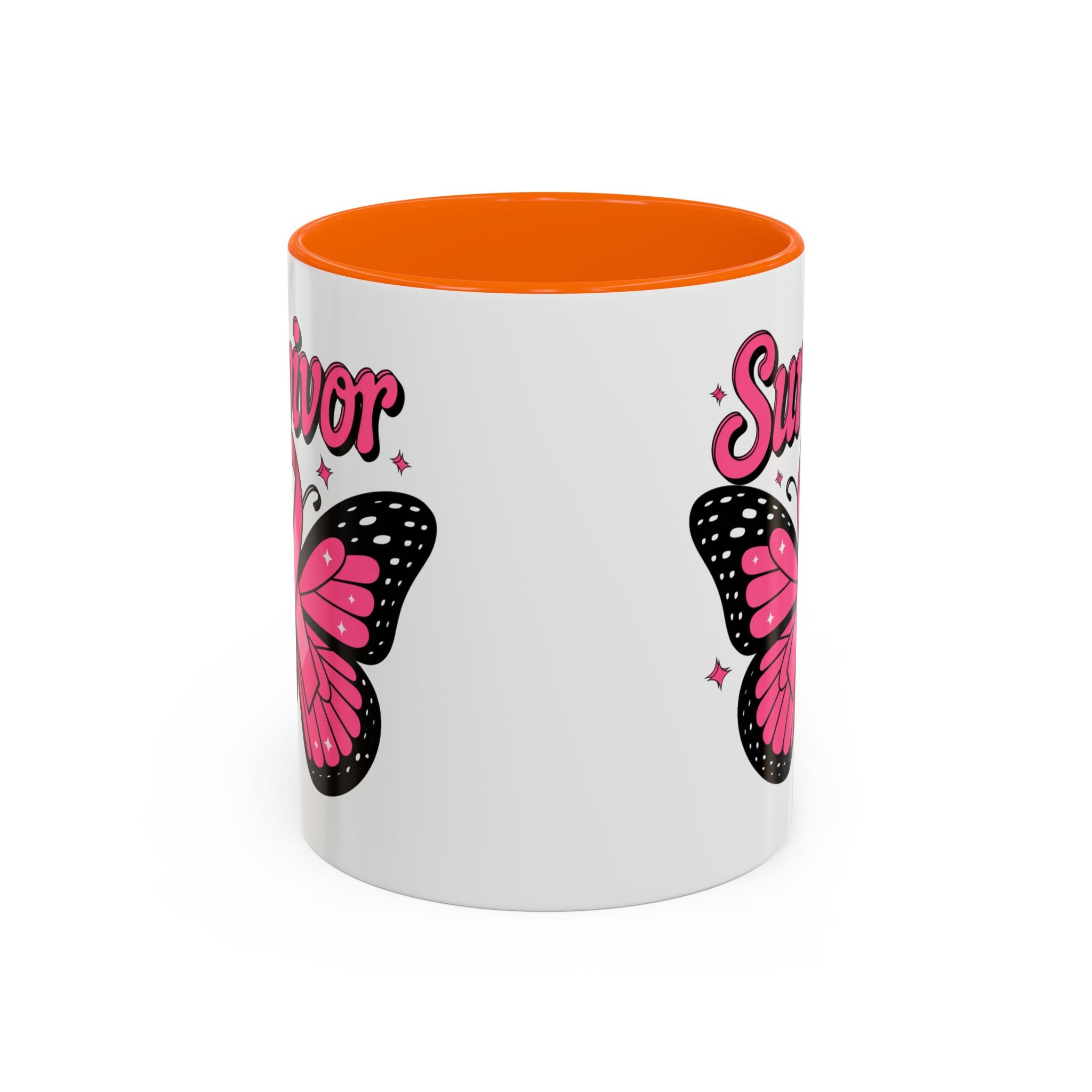 Survivor Butterfly Coffee Mug, Inspirational Gift, Pink Ribbon Mug, Breast Cancer Awareness, Empowerment Cup, Motivational Drinkware