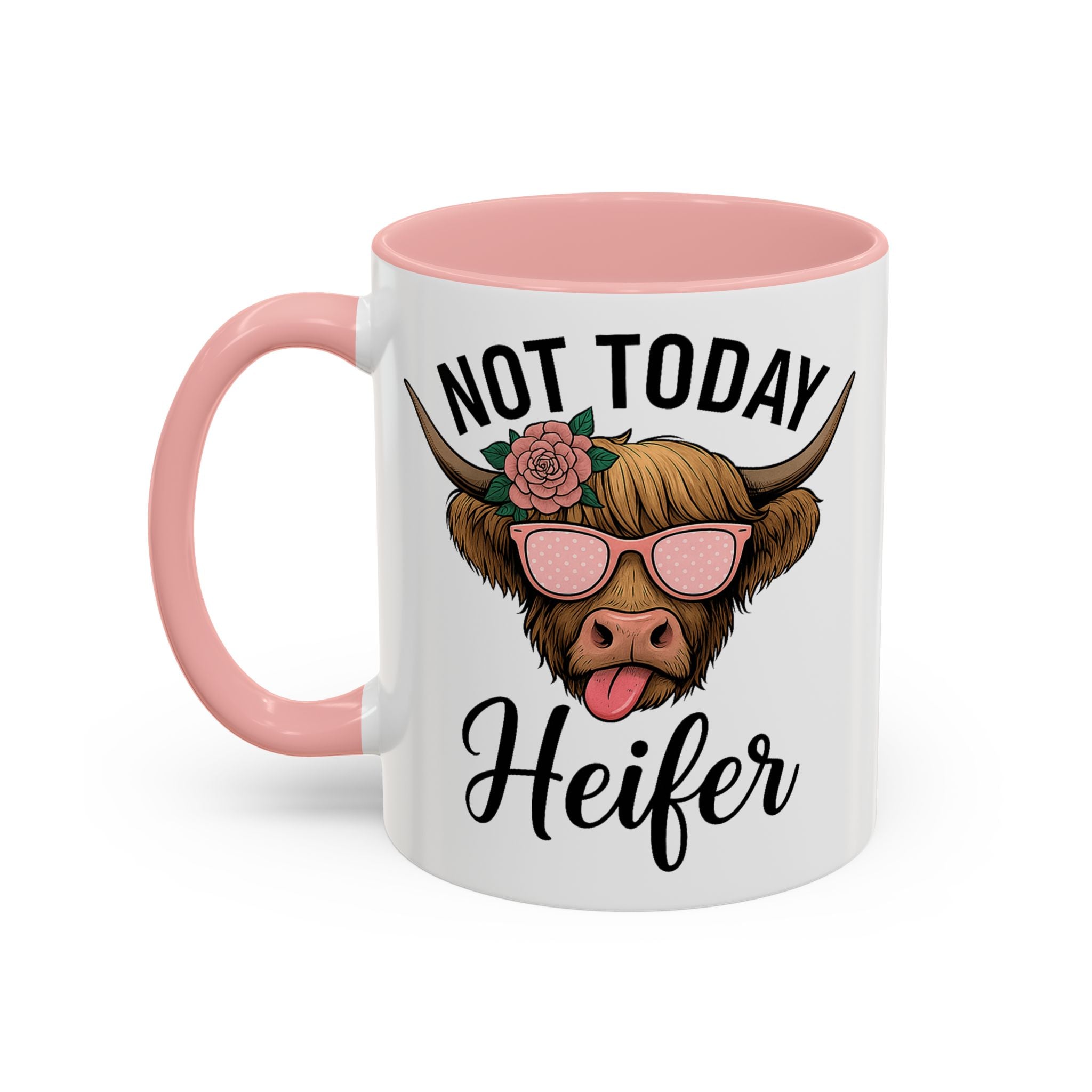 Not Today Heifer Coffee Mug — Funny Cow Mug with Sunglasses (11/15oz)