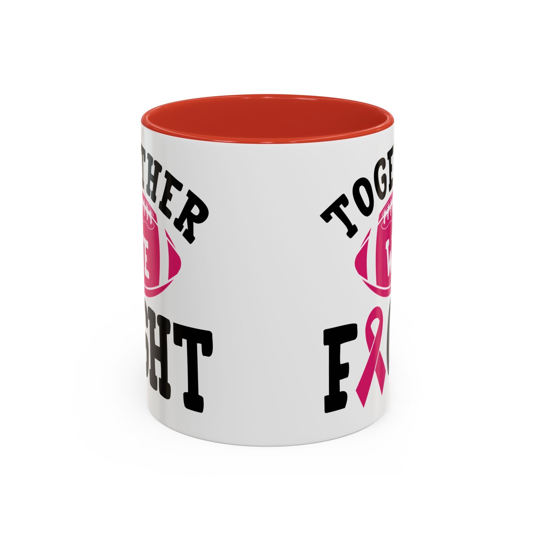 Together We Fight Pink Ribbon Coffee Mug, Support Breast Cancer Awareness, Gift for Survivors, Football Lovers, Empowerment