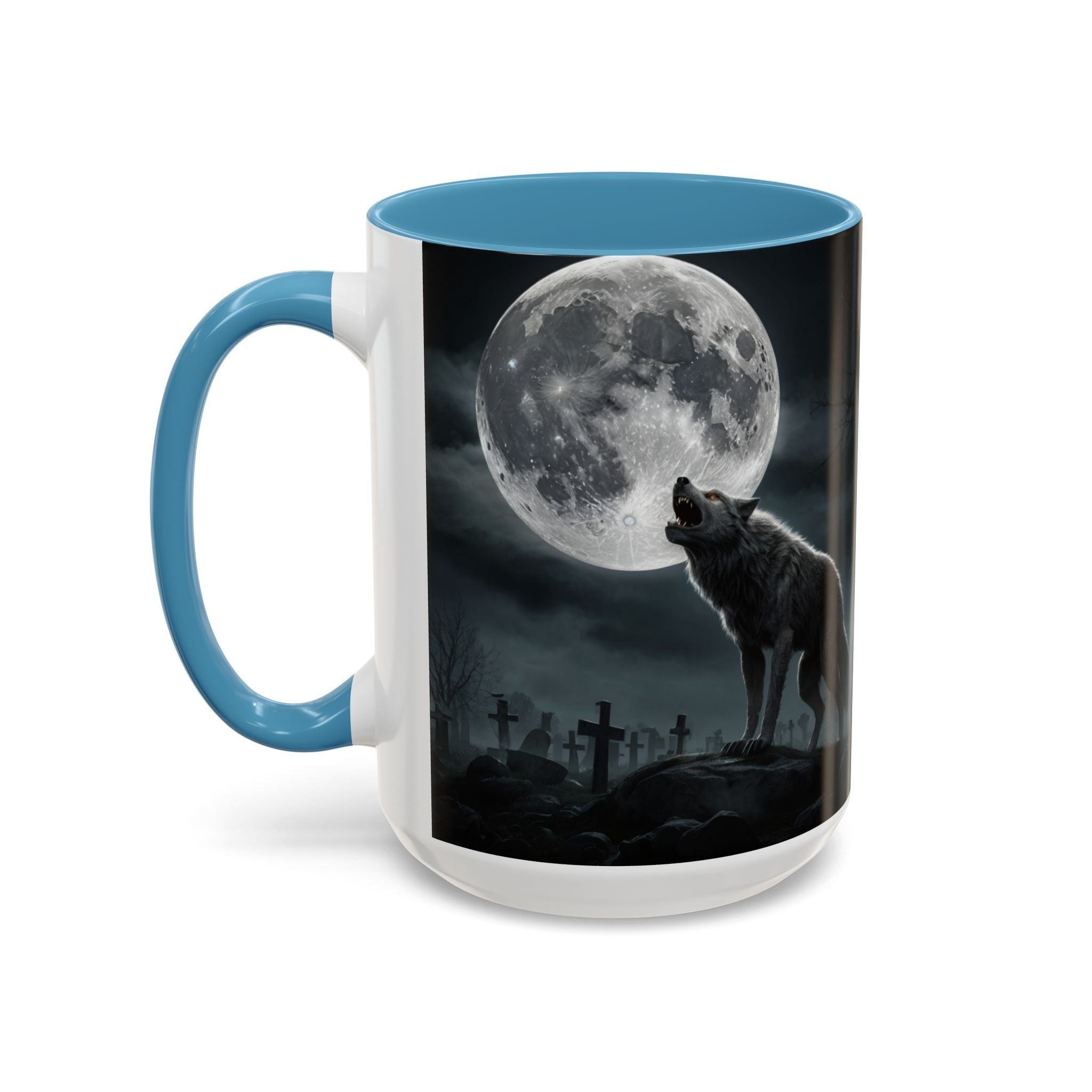Howling Wolf Moon Coffee Mug – Gothic Graveyard Accent Mug (11/15oz) fantasy
