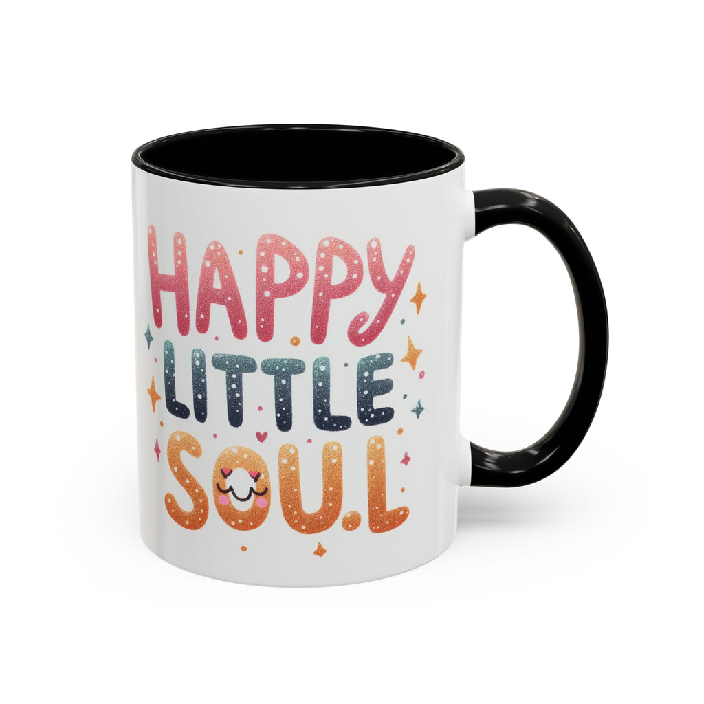 Happy Little Soul Accent Coffee Mug – Cute Positive Morning Quote (11/15 oz)