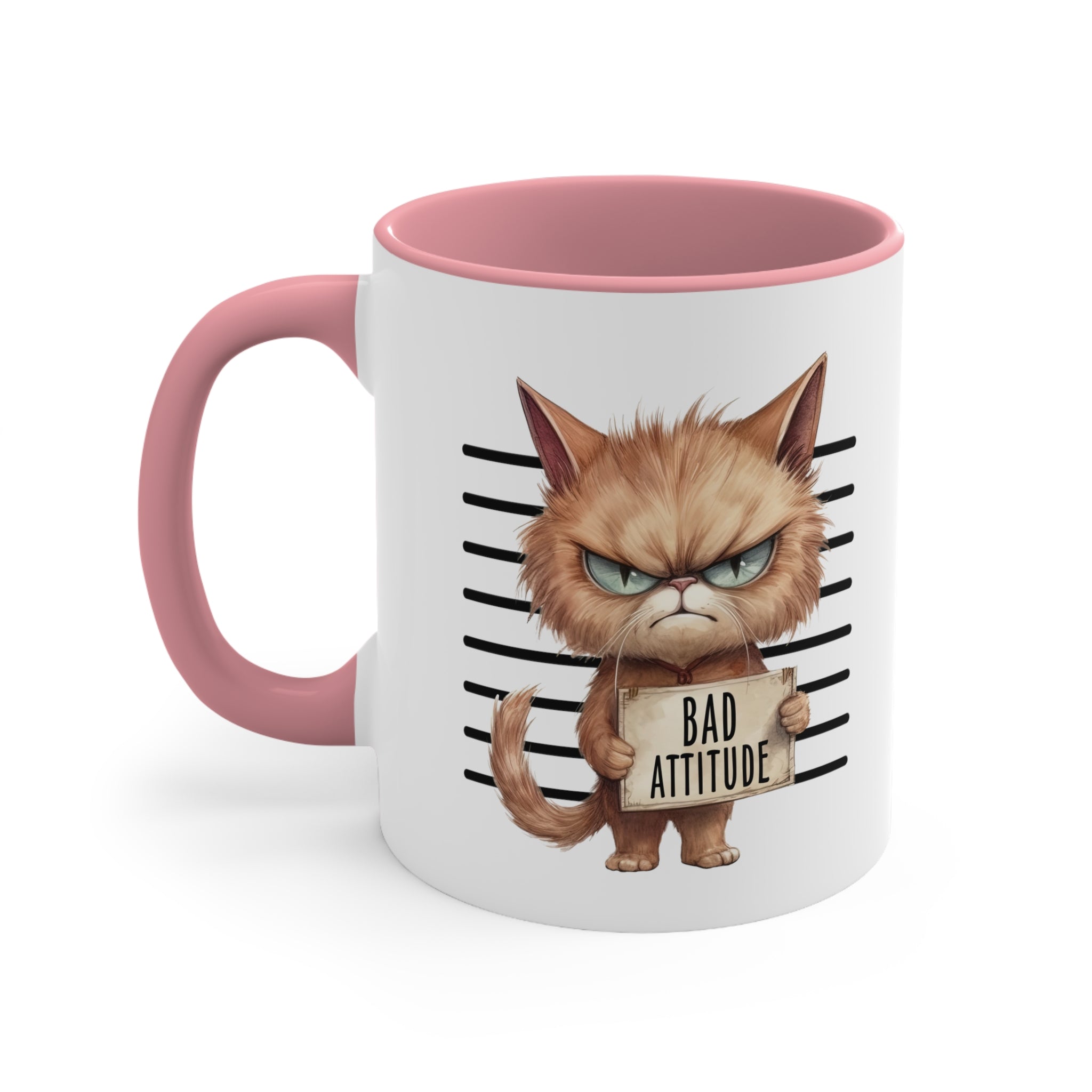 Funny cat bad attitude Accent Coffee Mug, 11oz animal lover gift