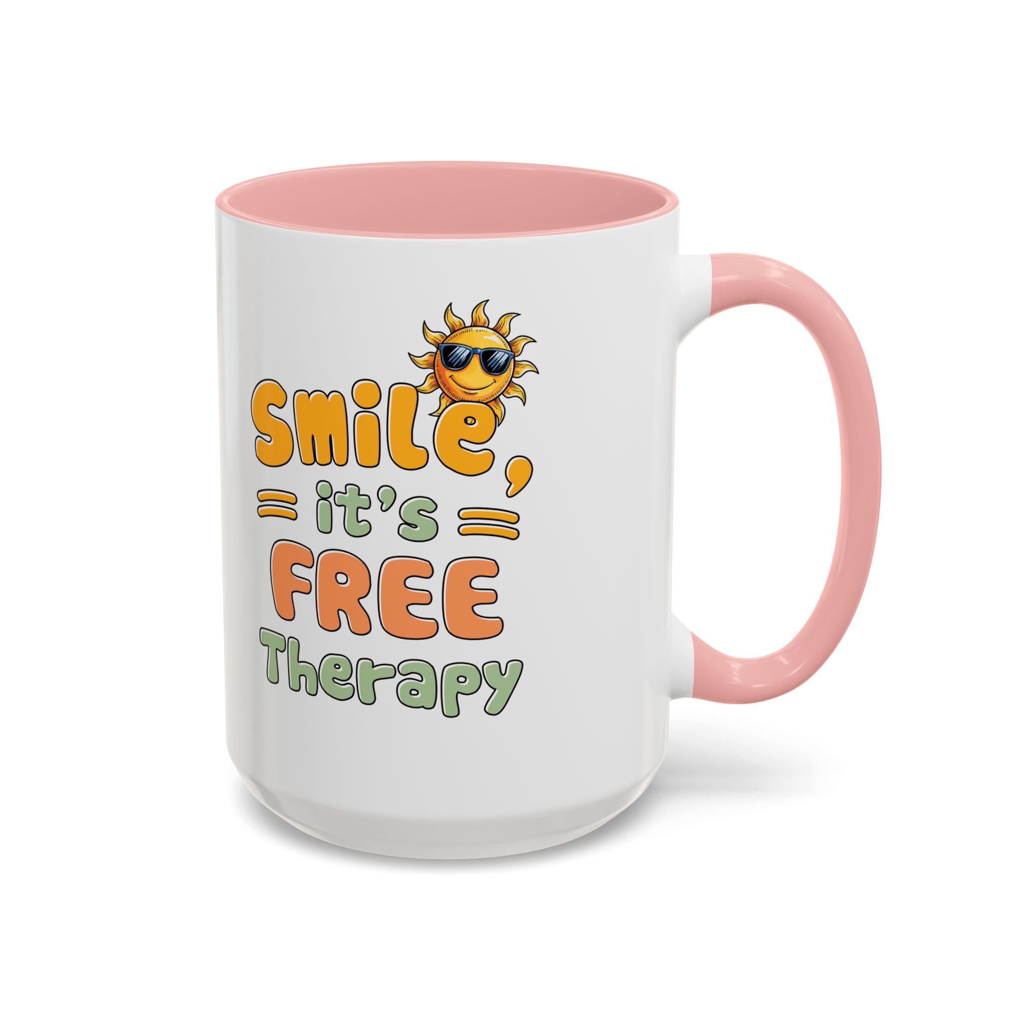 Smile It's Free Therapy Coffee Mug - Fun & Cheerful Accent Mugs for Brightening Your Day