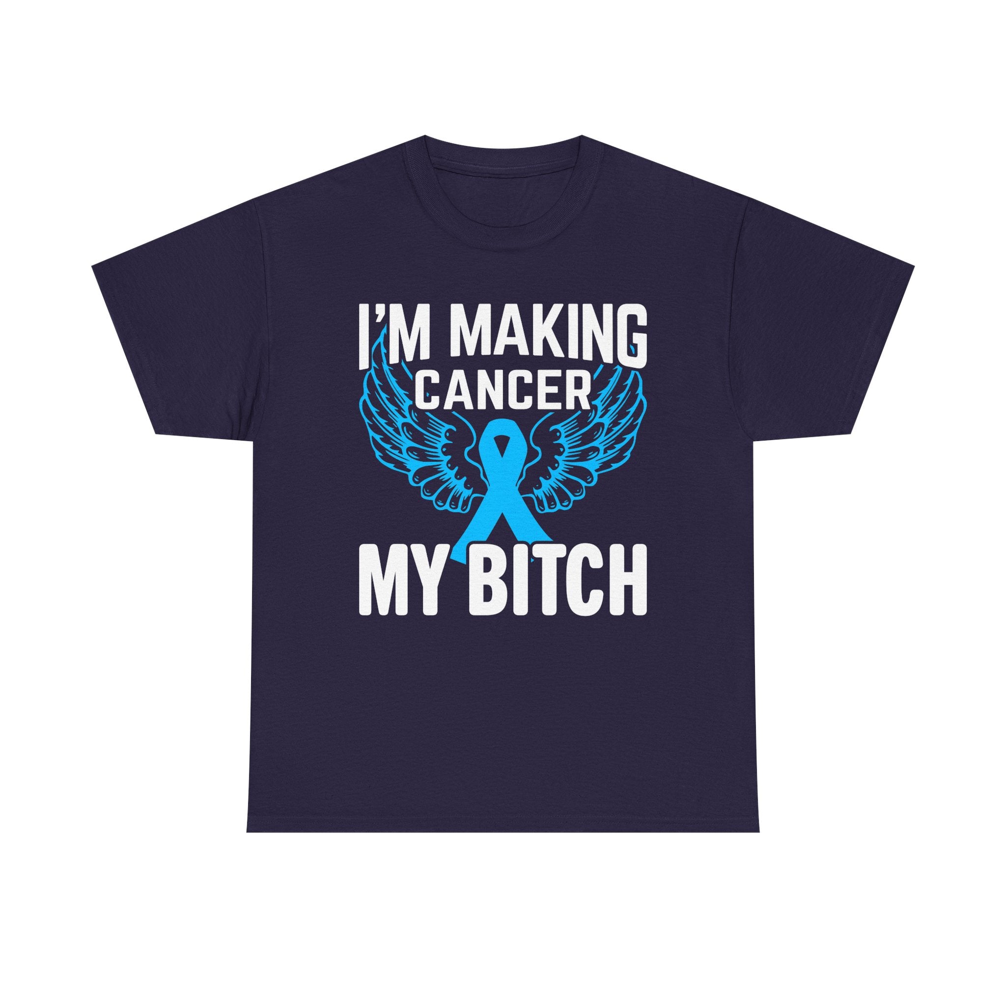 Angel Wings cancer Awareness Tee, Unisex Cotton Shirt for Support, Gift for Advocates, Fundraising Event Wear, Blue Ribbon Merchandise
