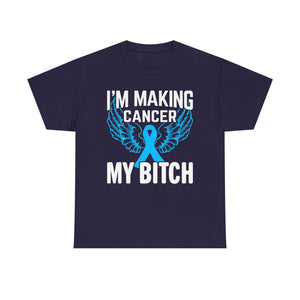 Angel Wings cancer Awareness Tee, Unisex Cotton Shirt for Support, Gift for Advocates, Fundraising Event Wear, Blue Ribbon Merchandise