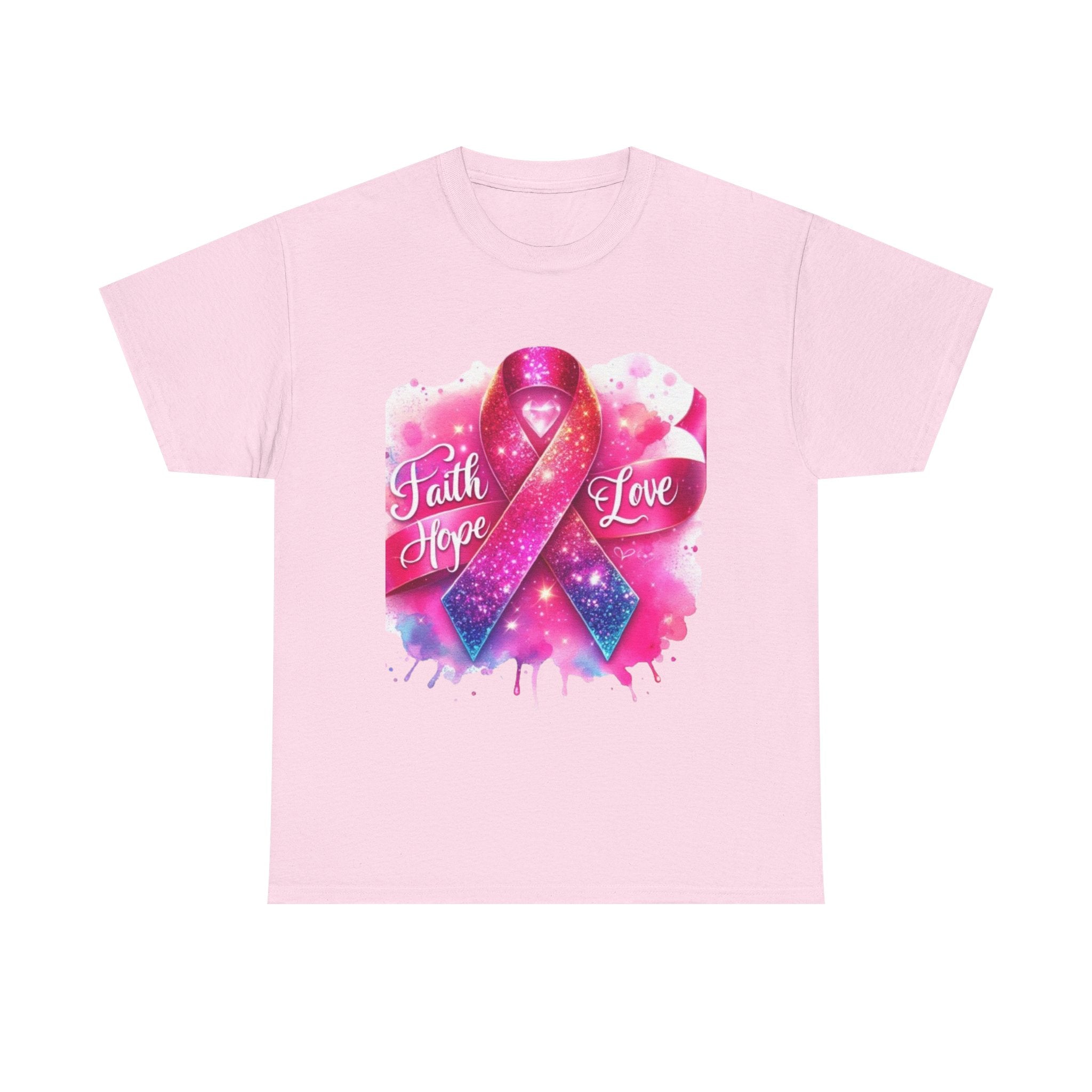 Faith, Hope, Love Tee - Unisex Heavy Cotton T-Shirt, Inspirational Shirt, Cancer Awareness Gift, Motivational Apparel, Stylish Everyday Wear