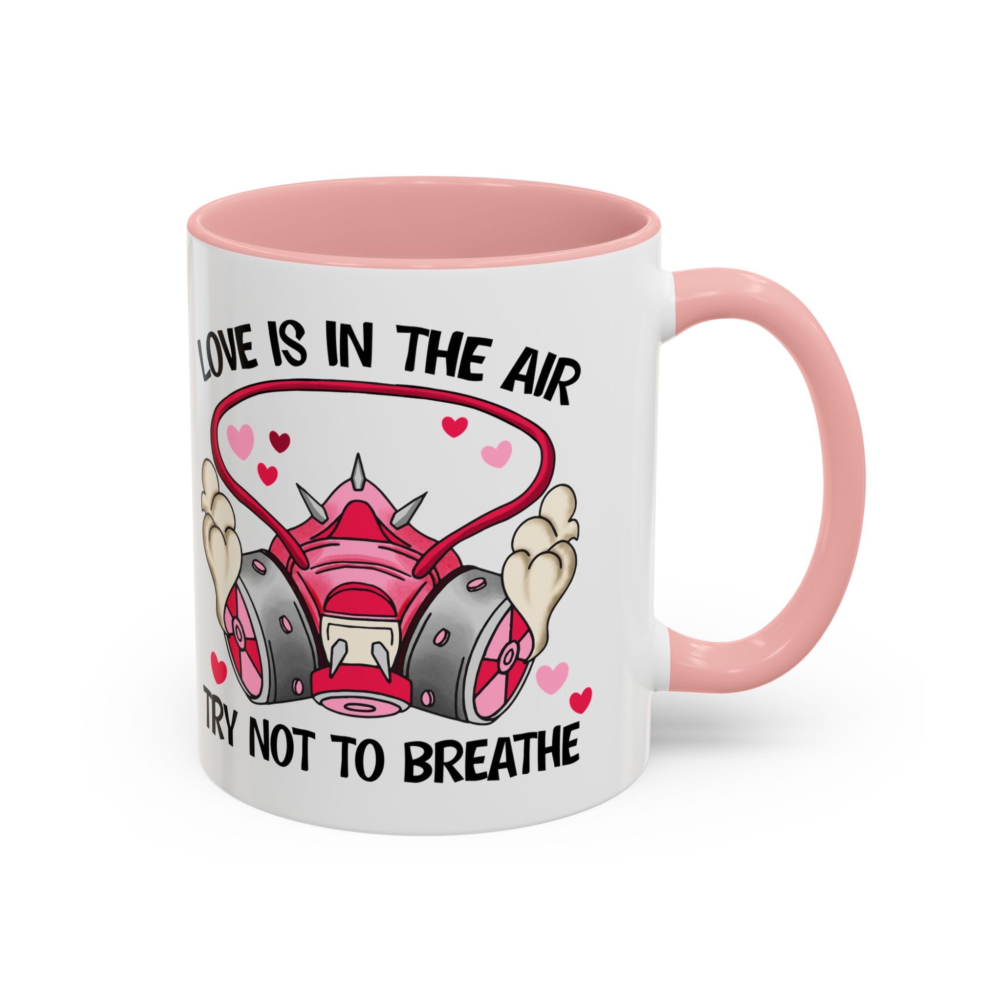 Love Is In The Air Gas Mask Coffee Mug — Funny anti Valentine Gift (11/15oz)