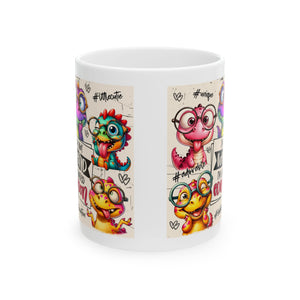 funny Dinosaur coffee Mug, Playful Coffee Cup  Cute Gift for Birthdays, Fun Desk Decor, Dino Lover Gift