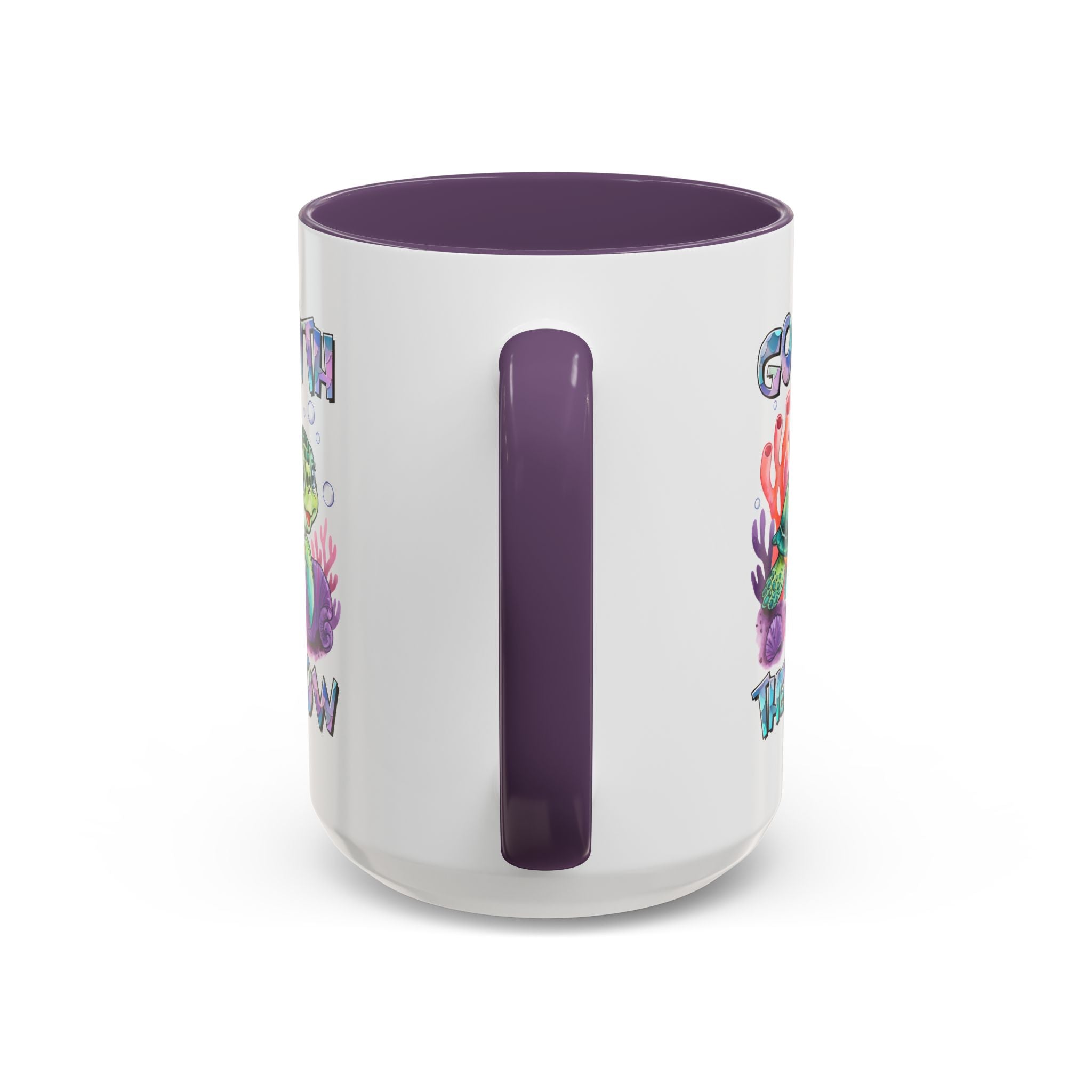 Ocean-Inspired Accent Coffee Mug - 'Go With The Flow' Design turtle