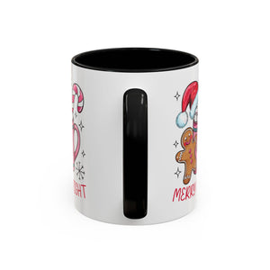 Festive Gingerbread Coffee Mug, Christmas Gift, Holiday Coffee Cup, Merry & Bright Mug, Winter Mug, Hot Chocolate Holder