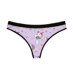 pink unicorn Women's Thongs (AOP) sexy