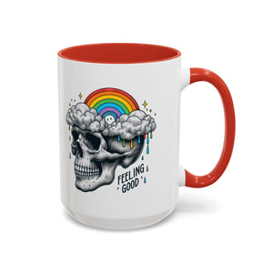 Skull Rainbow Coffee Mug, Unique Gift for Coffee Lovers, Halloween Decor, Daily Motivation Mug, Fun Skull Design