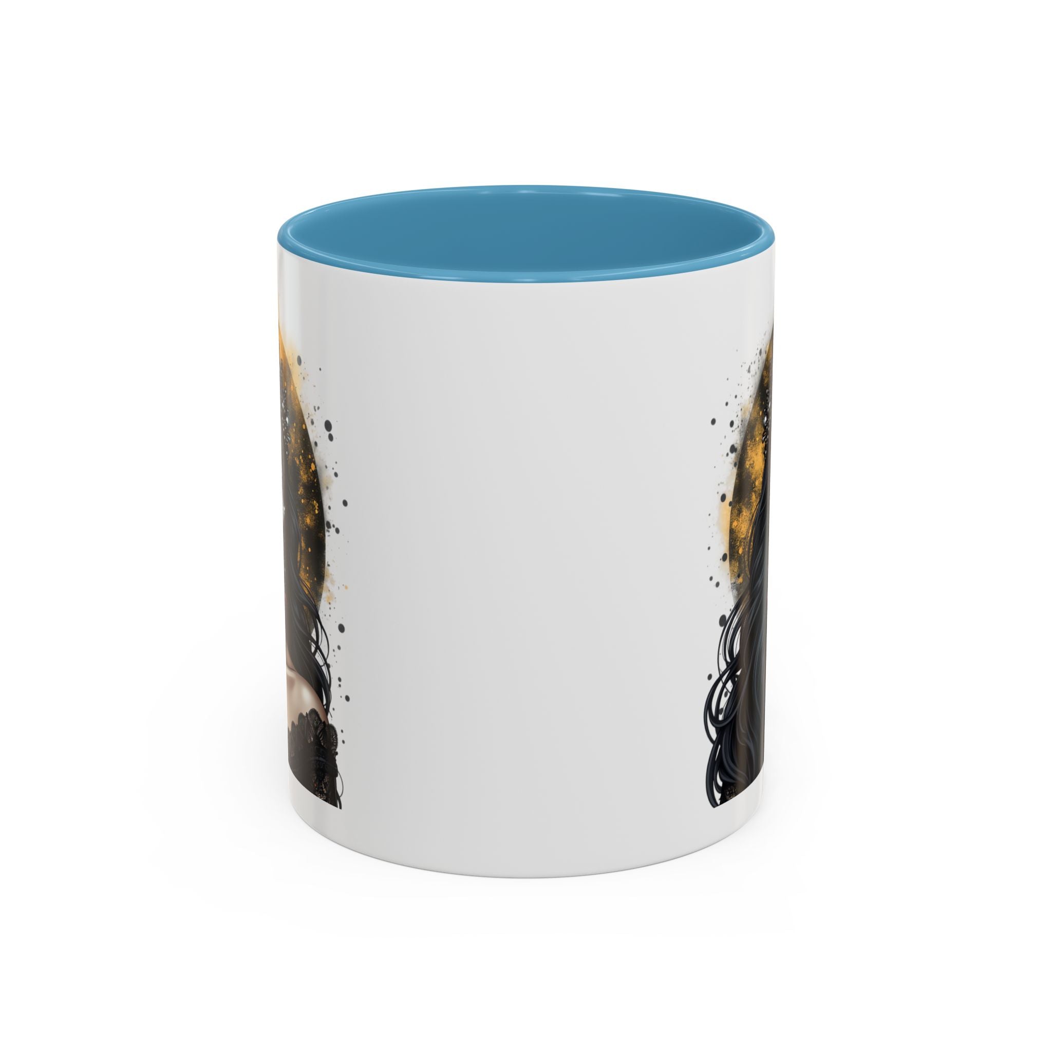 Gothic Art Accent Mug - Artistic Skull & Lady Design, Unique Coffee Cup for Halloween, Gift for Her, Decorative Kitchenware, Dark Aesthetic