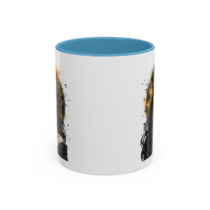 Gothic Art Accent Mug - Artistic Skull & Lady Design, Unique Coffee Cup for Halloween, Gift for Her, Decorative Kitchenware, Dark Aesthetic