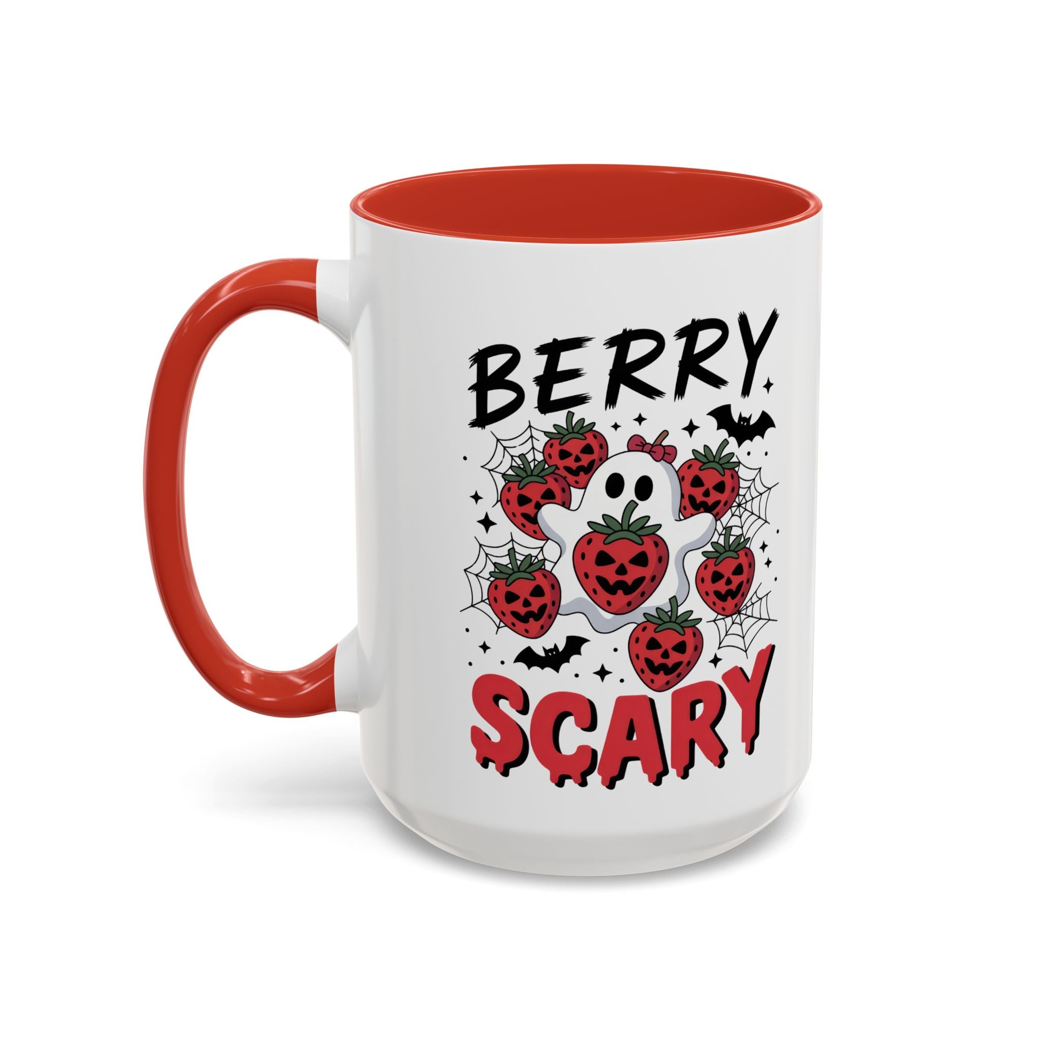 Berry Scary Coffee Mug — Halloween Ghost & Jack‑o'-Lantern Strawberries (11/15 oz)