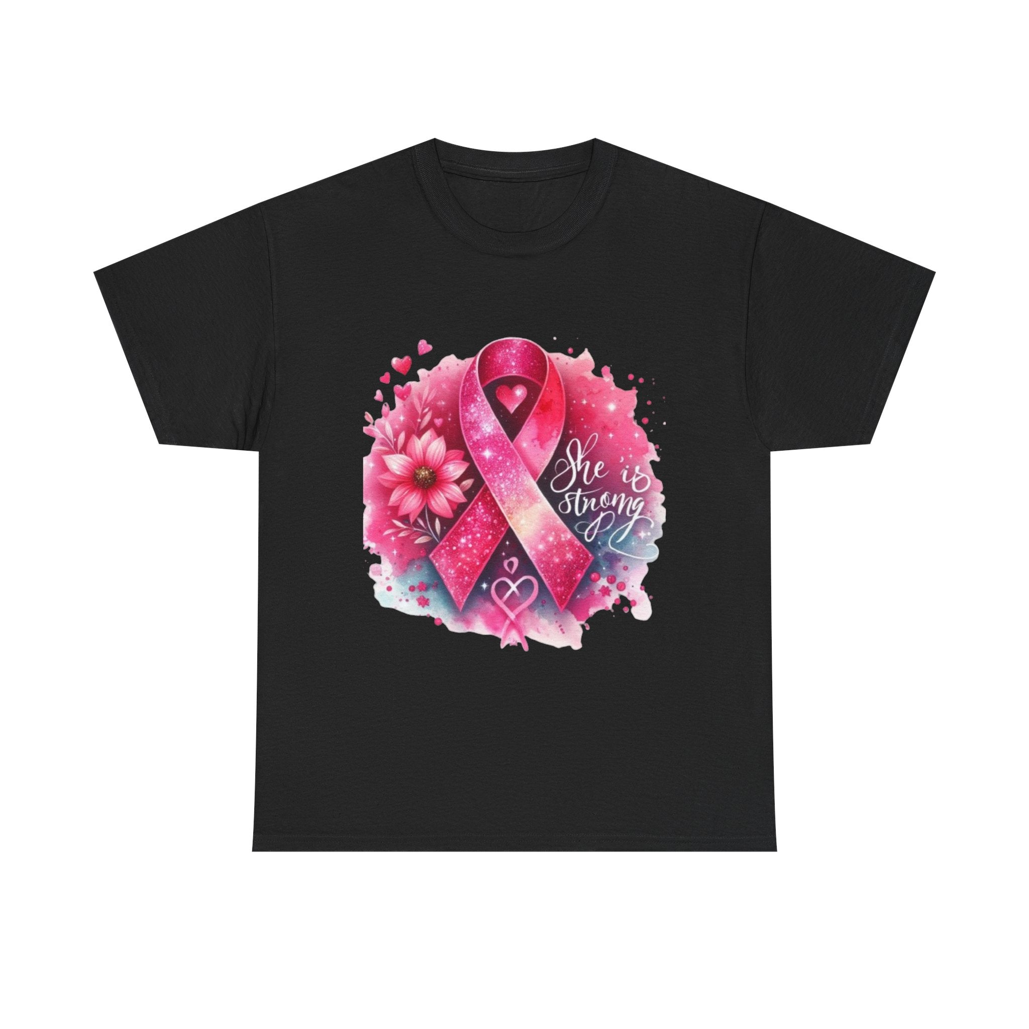 Breast Cancer Awareness Tee - She is Strong, Support Shirt, Gift for Fighters, Awareness Month Apparel, Inspirational T-Shirt