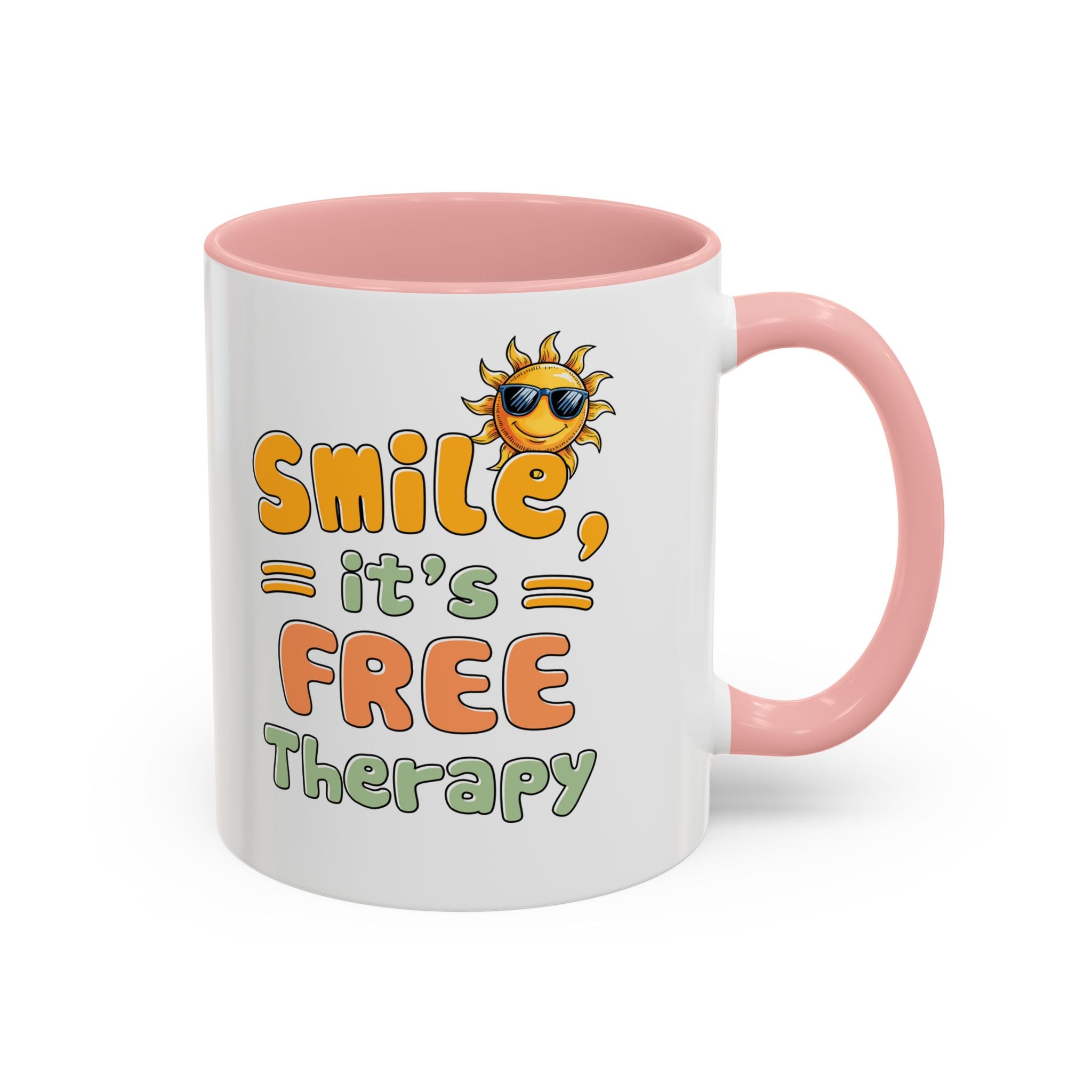 Smile It's Free Therapy Coffee Mug - Fun & Cheerful Accent Mugs for Brightening Your Day