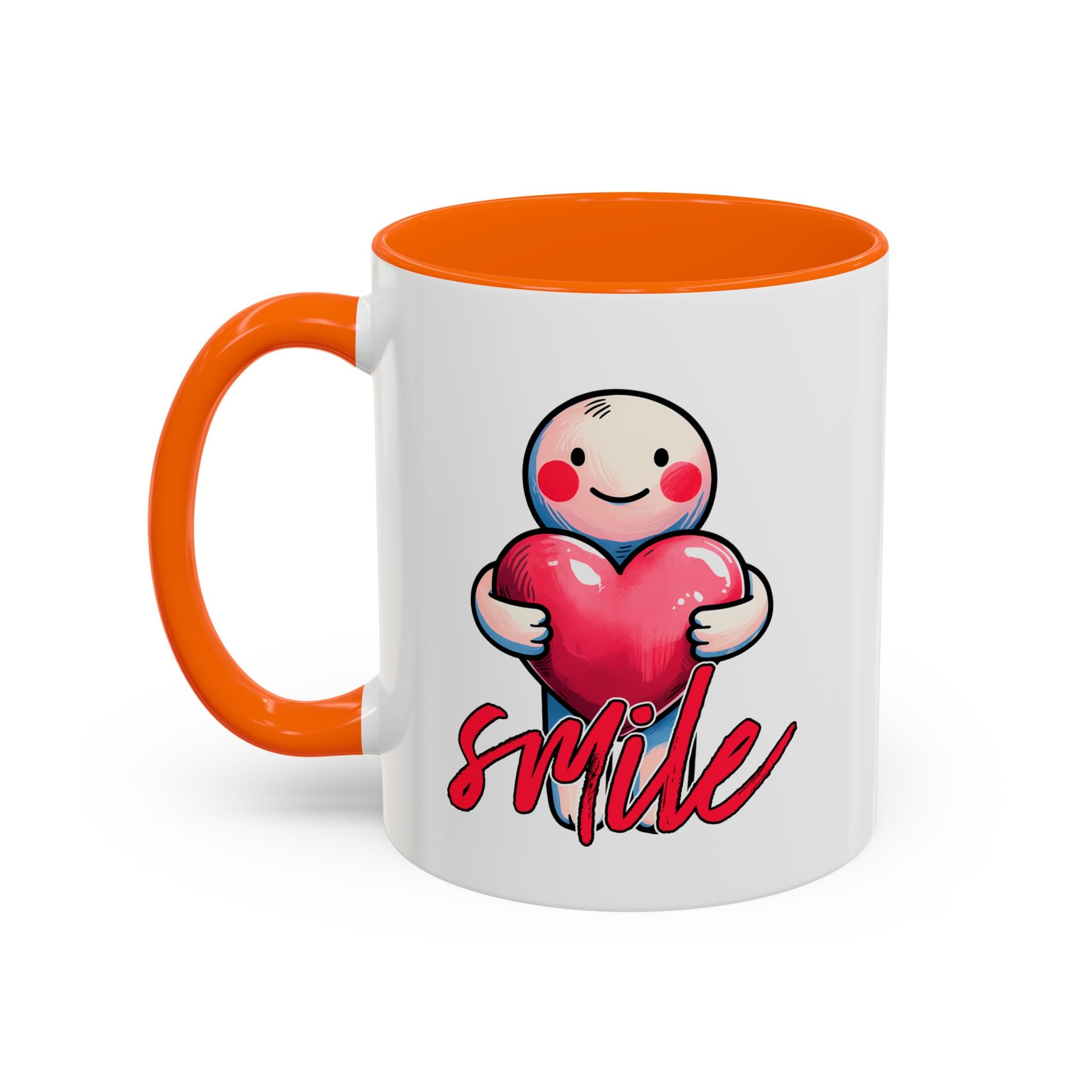 Smiling Heart Accent Coffee Mug - 11oz & 15oz | Cute Gift for Friends & Family