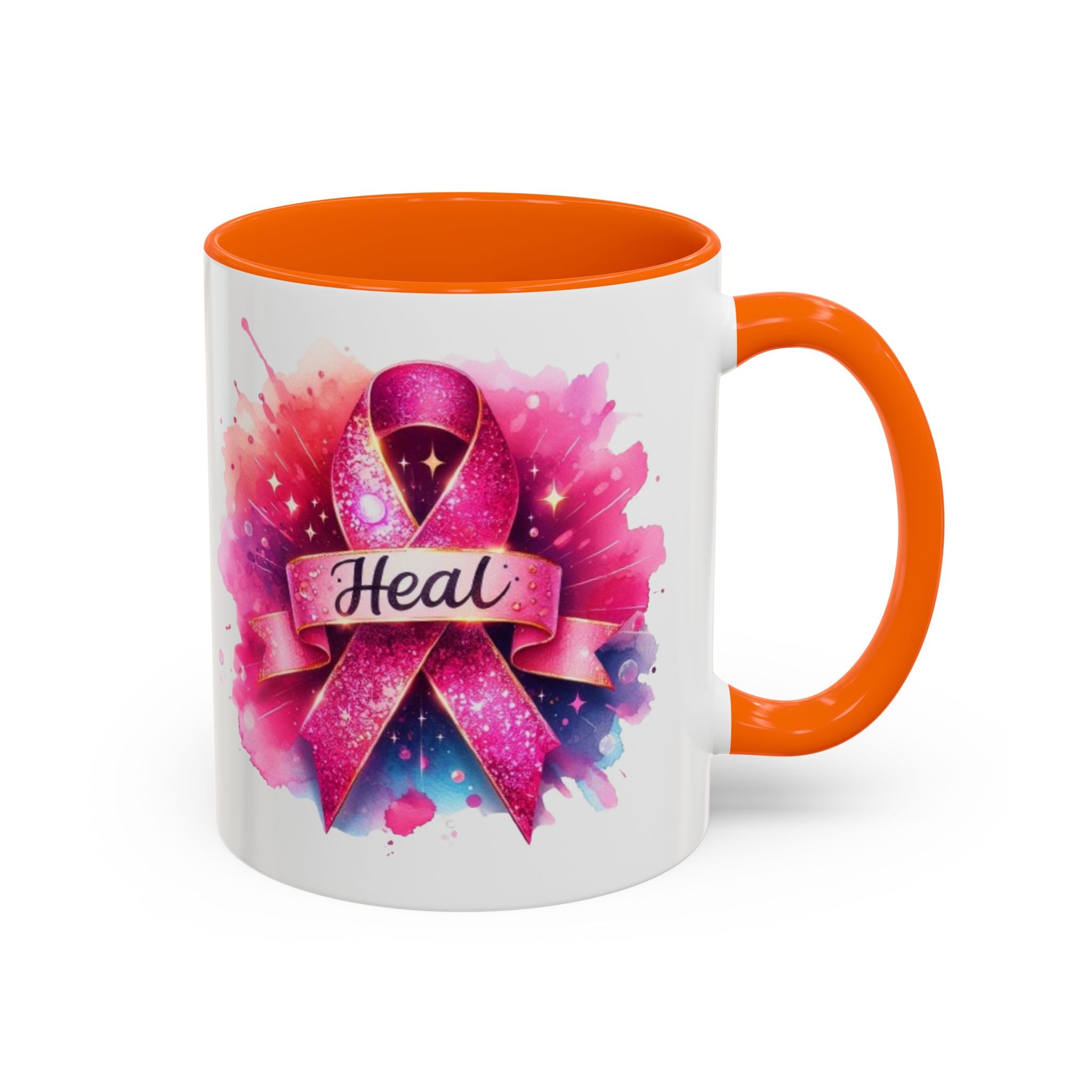 cancer awareness Inspirational Coffee Mug, Healing Ribbon Mug, Gift for Cancer Survivors, Motivational Drinkware, Support