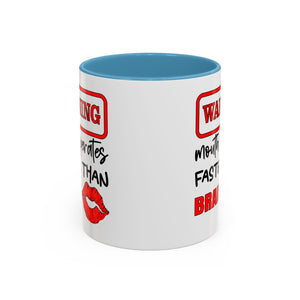 Funny Warning Coffee Mug - 'Mouth Operates Faster Than Brain' - Perfect for Coffee Lovers