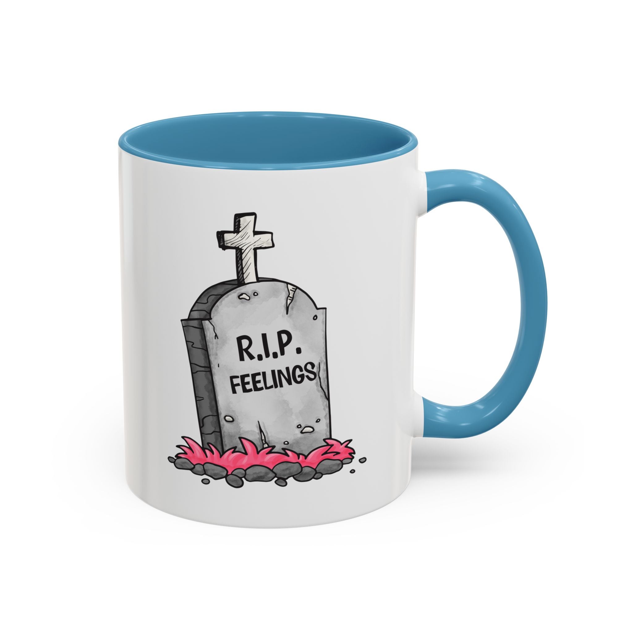 Coffee Mug — RIP Feelings Tombstone Accent Mug anti valentine
