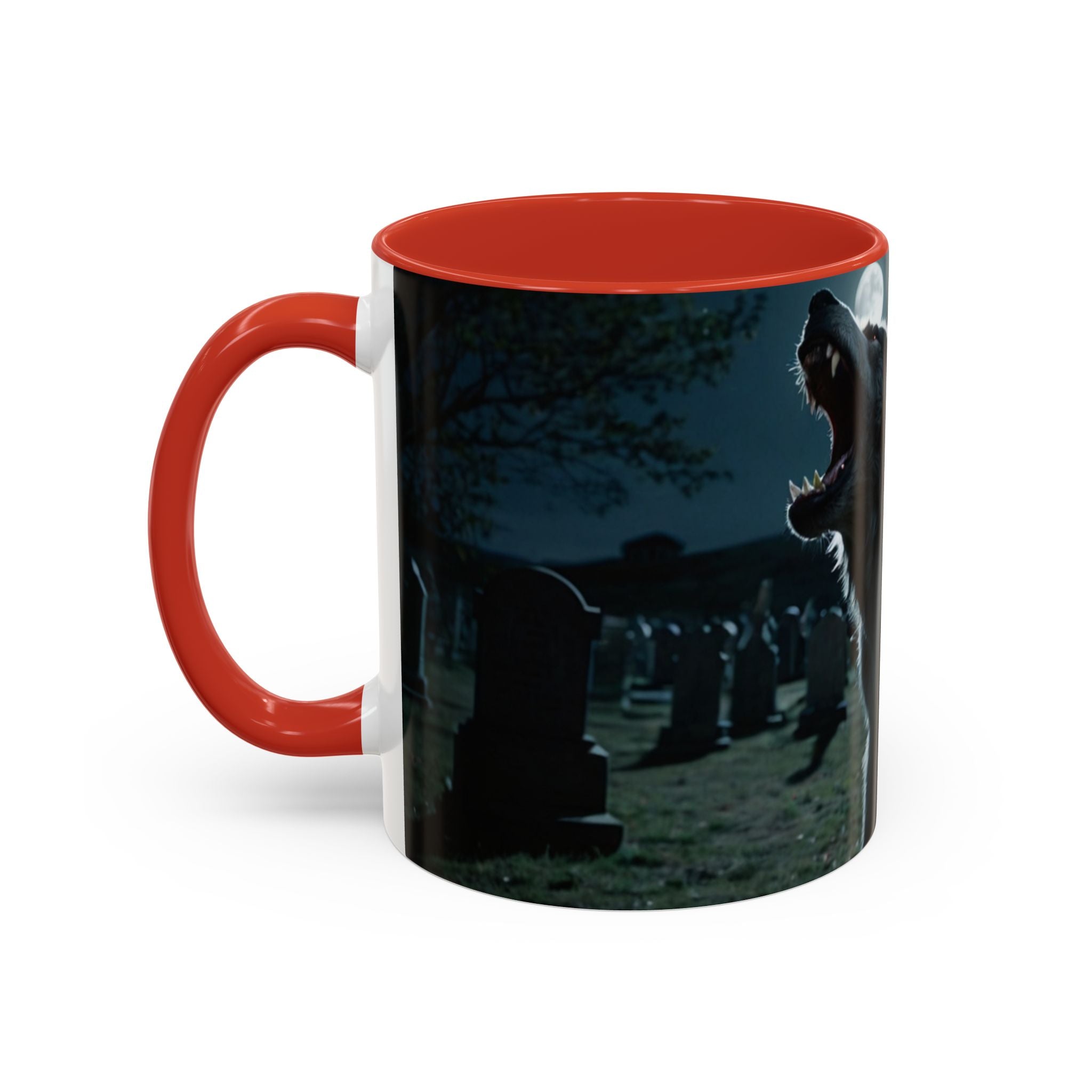 halloween werewolf in graveyard Howling Wolf Accent Coffee Mug - 11 & 15oz