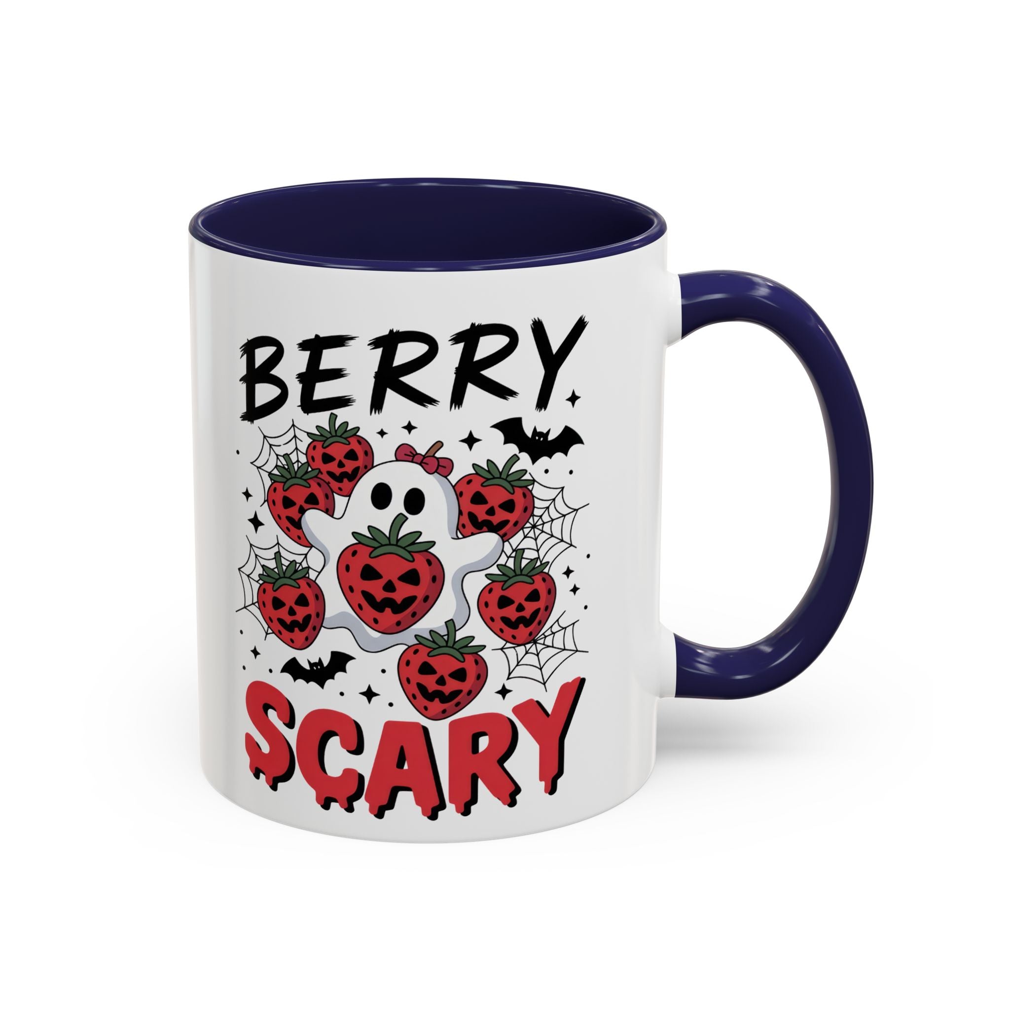 Berry Scary Coffee Mug — Halloween Ghost & Jack‑o'-Lantern Strawberries (11/15 oz)