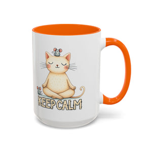 Serene Cat Coffee Mug, Funny Pet Lover's Gift, Cute Keepsake for Relaxation, Relaxing Drinkware, Quirky Home Decor